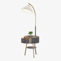 Pleated Arc Reading Lamp Standing Light, Bedside Table Lamp, Wood, Dia 53cm x H 162cm