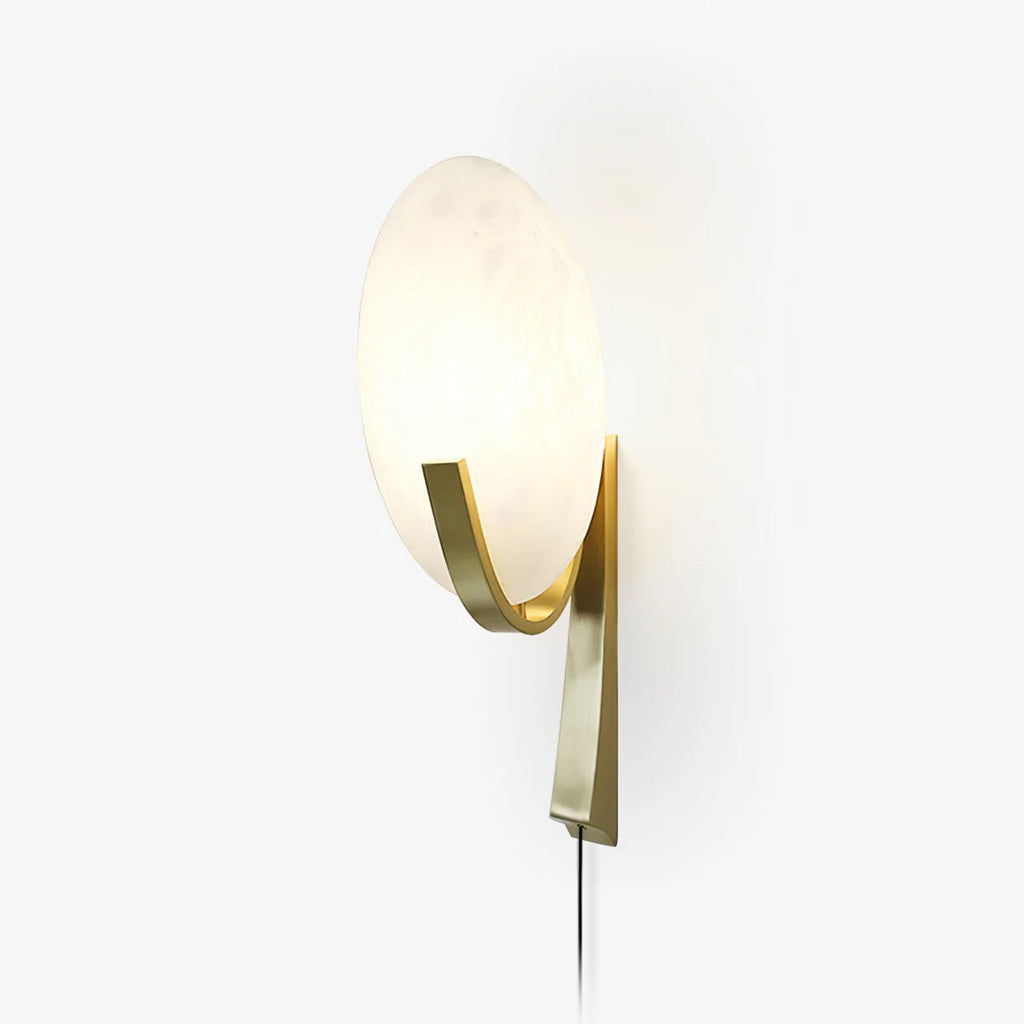 Alice Alabaster Plug-In Wall Light, Plug-In Wall Sconce, Metal, Dia 20cm x H 50cm