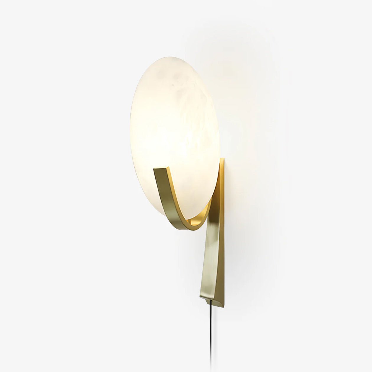 Alice Alabaster Plug-In Wall Light, Plug-In Wall Sconce, Metal, Dia 20cm x H 50cm