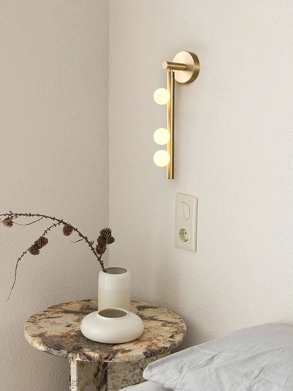 Brass Glass Tube Wall Light - 7 Heads A Φ 4.7 x H 39.4 Brass, Hardwired Wall Sconce, detail 7