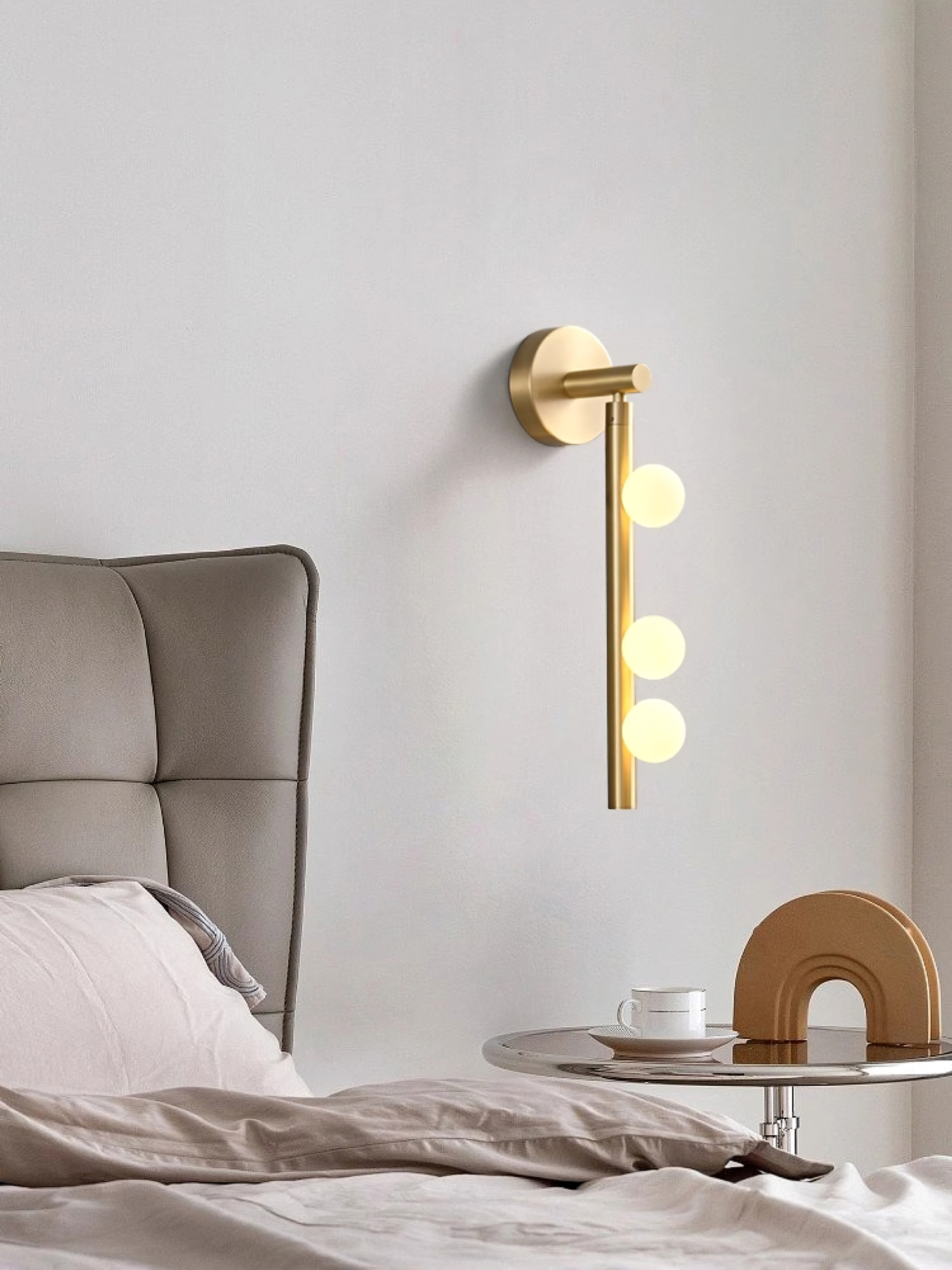 Brass Glass Tube Wall Light - 7 Heads A Φ 4.7 x H 39.4 Brass, Hardwired Wall Sconce, detail 5