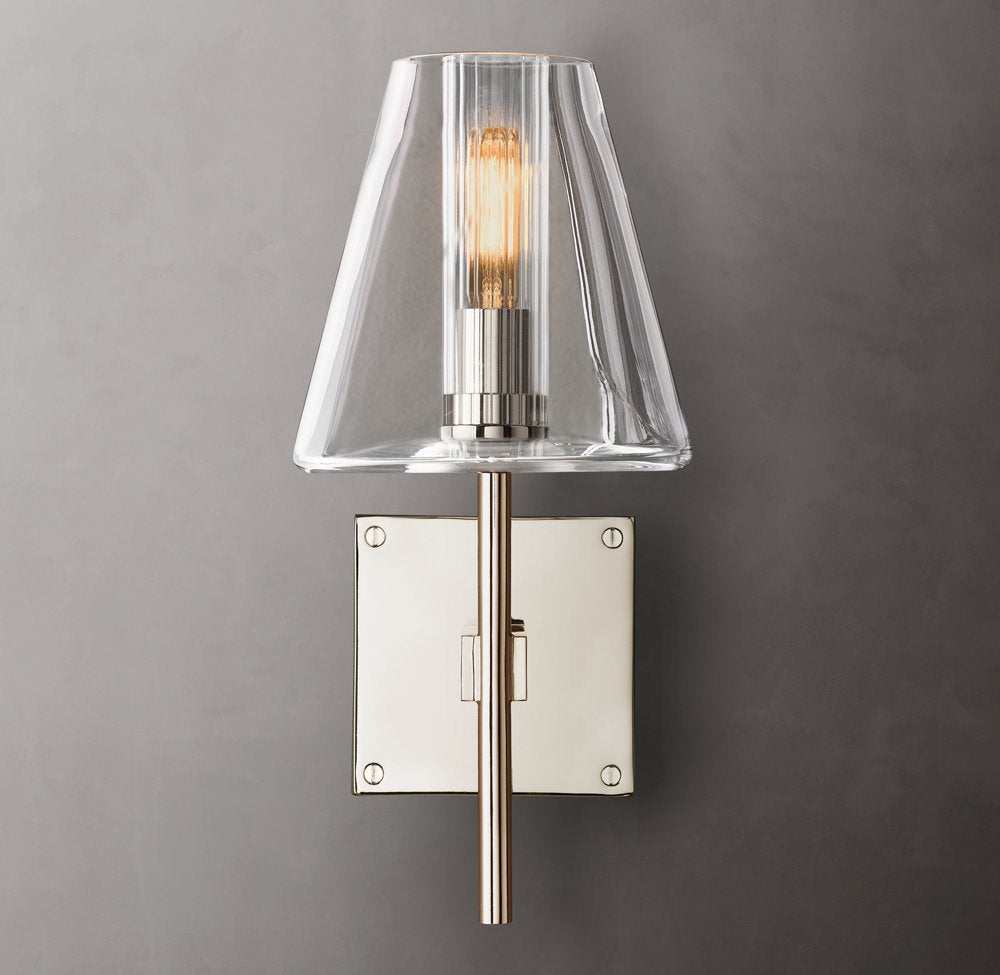Fulham Glass Shade Wall Light, Bathroom Wall Sconce, detail 10