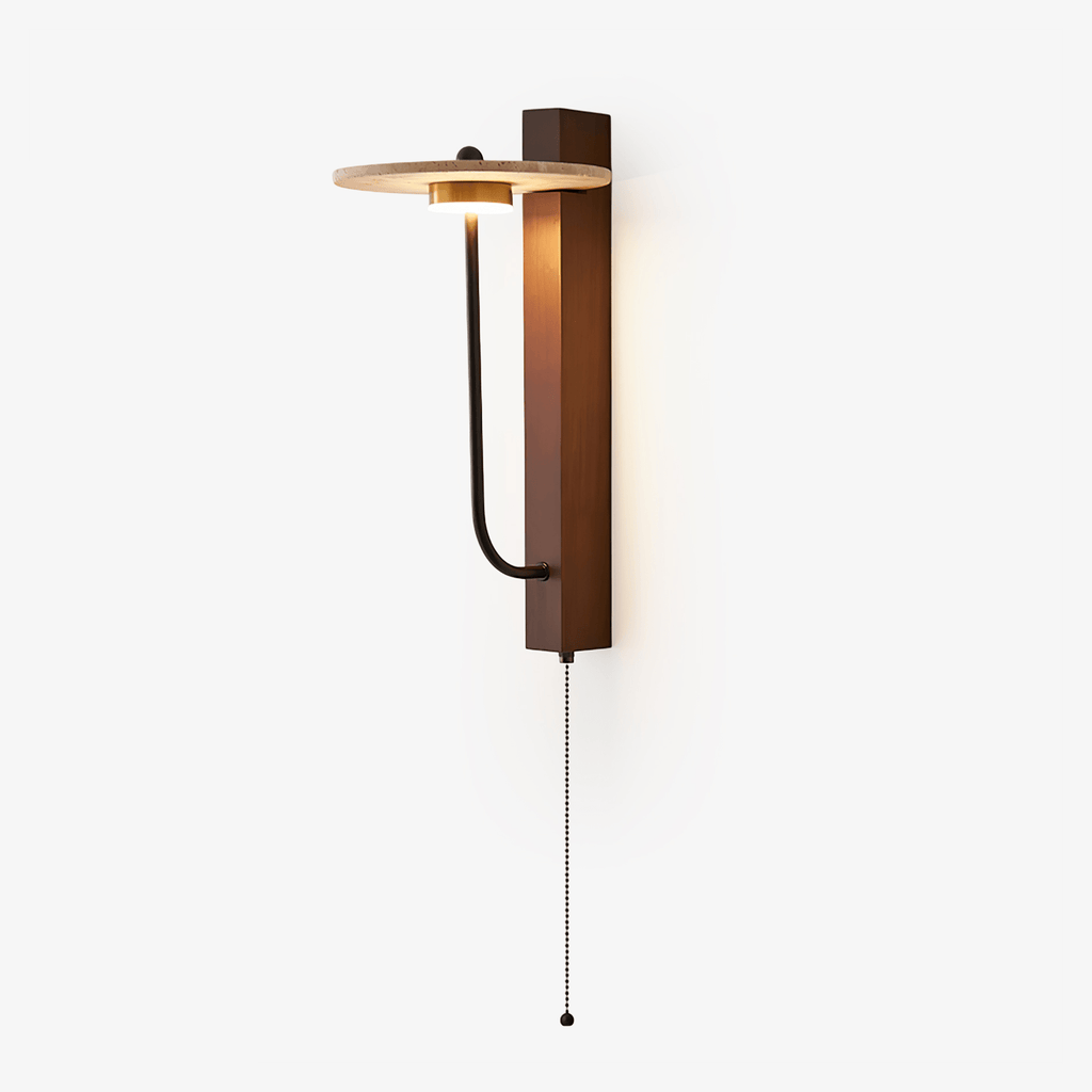 Aura Arm Wall Light, Hardwired Wall Sconce, Yellow Travertine, Dia 20cm x H 40cm