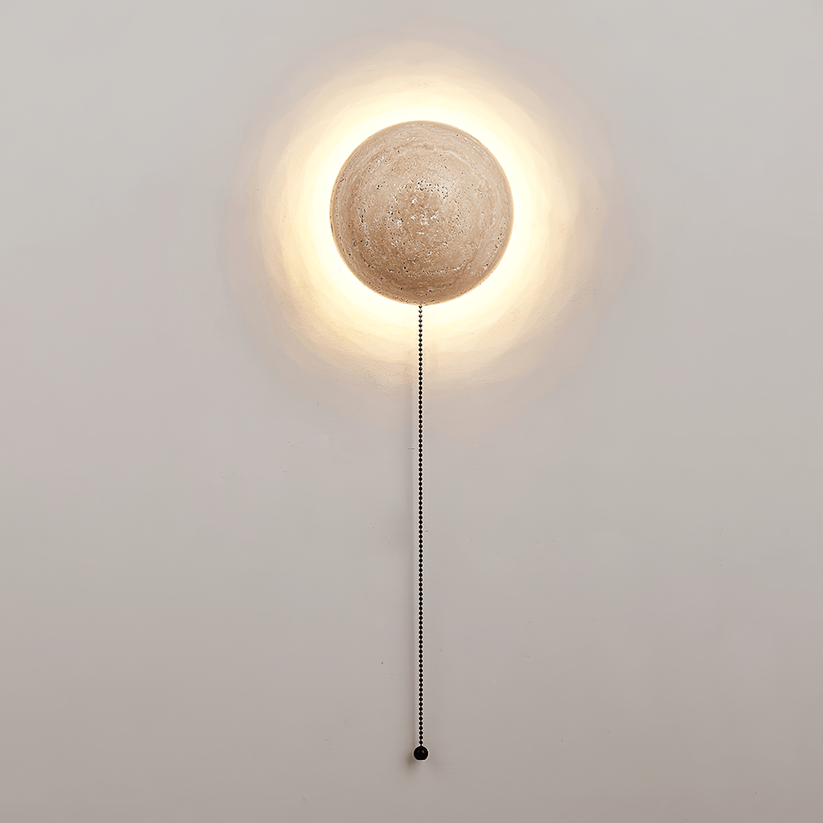 Luna Travertine Wall Light - Dia 15cm x H 15cm Yellow Travertine, Hardwired Wall Sconce, detail 17