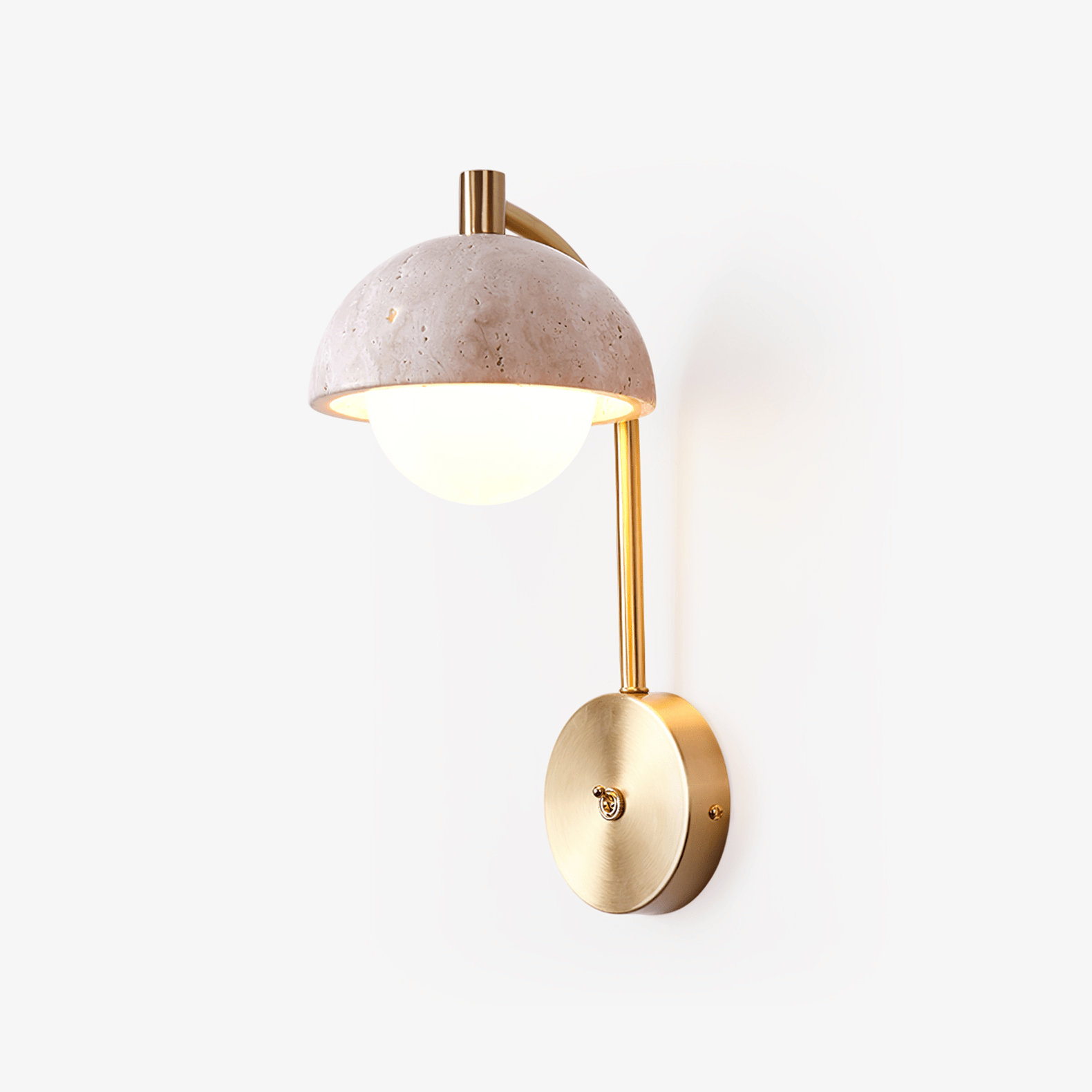 Vellum Travertine Wall Light, Hardwired Wall Sconce, Yellow Travertine, Dia 15cm x H 32cm
