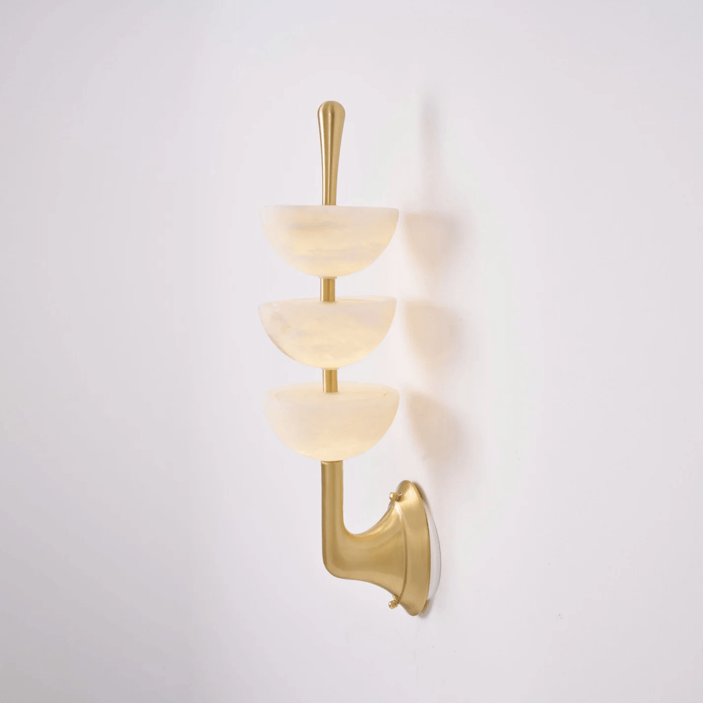 Triple Alabaster Wall Light, Hardwired Wall Sconce, detail 7