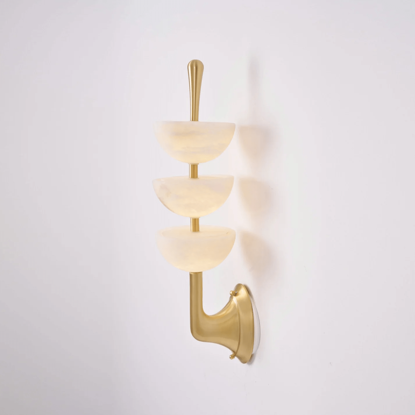 Triple Alabaster Wall Light, Hardwired Wall Sconce, detail 7