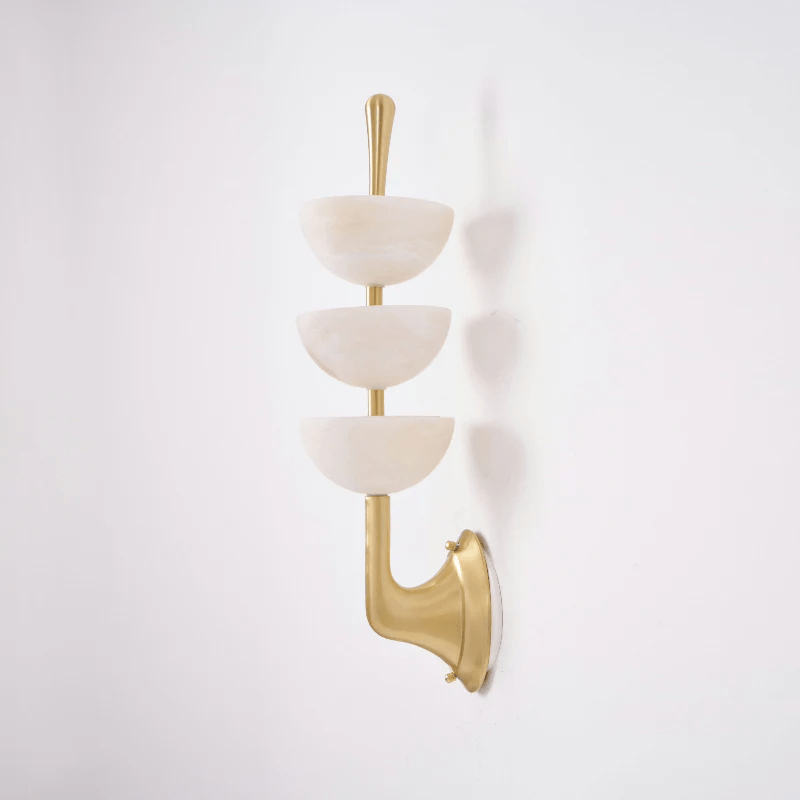 Triple Alabaster Wall Light, Hardwired Wall Sconce, detail 8