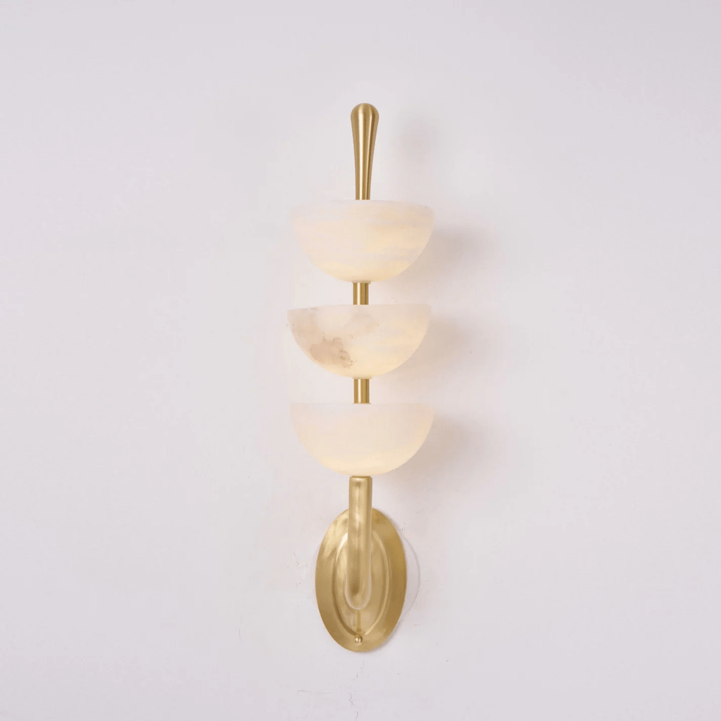 Triple Alabaster Wall Light, Hardwired Wall Sconce, detail 9