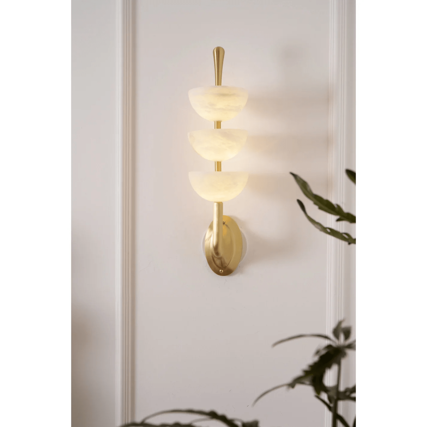 Triple Alabaster Wall Light, Hardwired Wall Sconce, detail 11