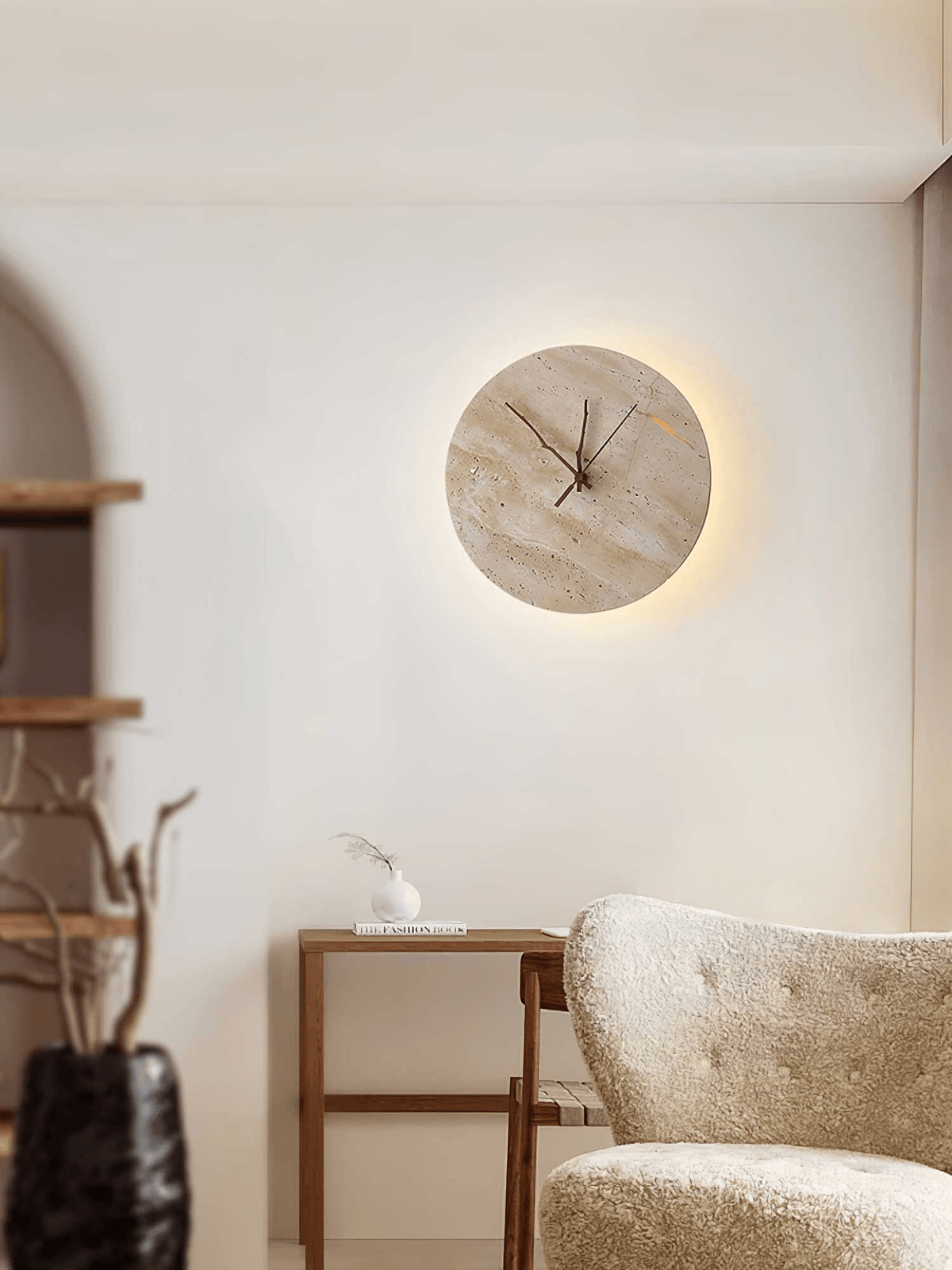 Clock Travertine Wall Light, Hardwired Wall Sconce, detail 15