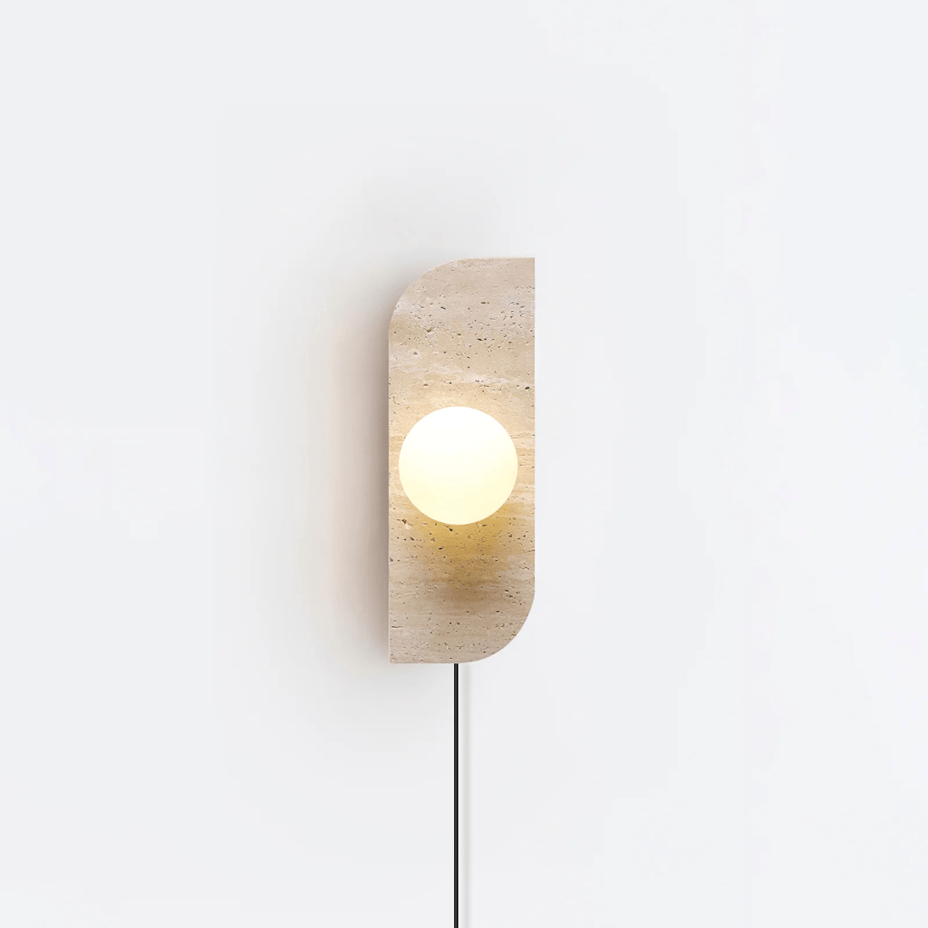 Elysian Travertine Plug-In Wall Light, Plug-In Wall Sconce, detail 5