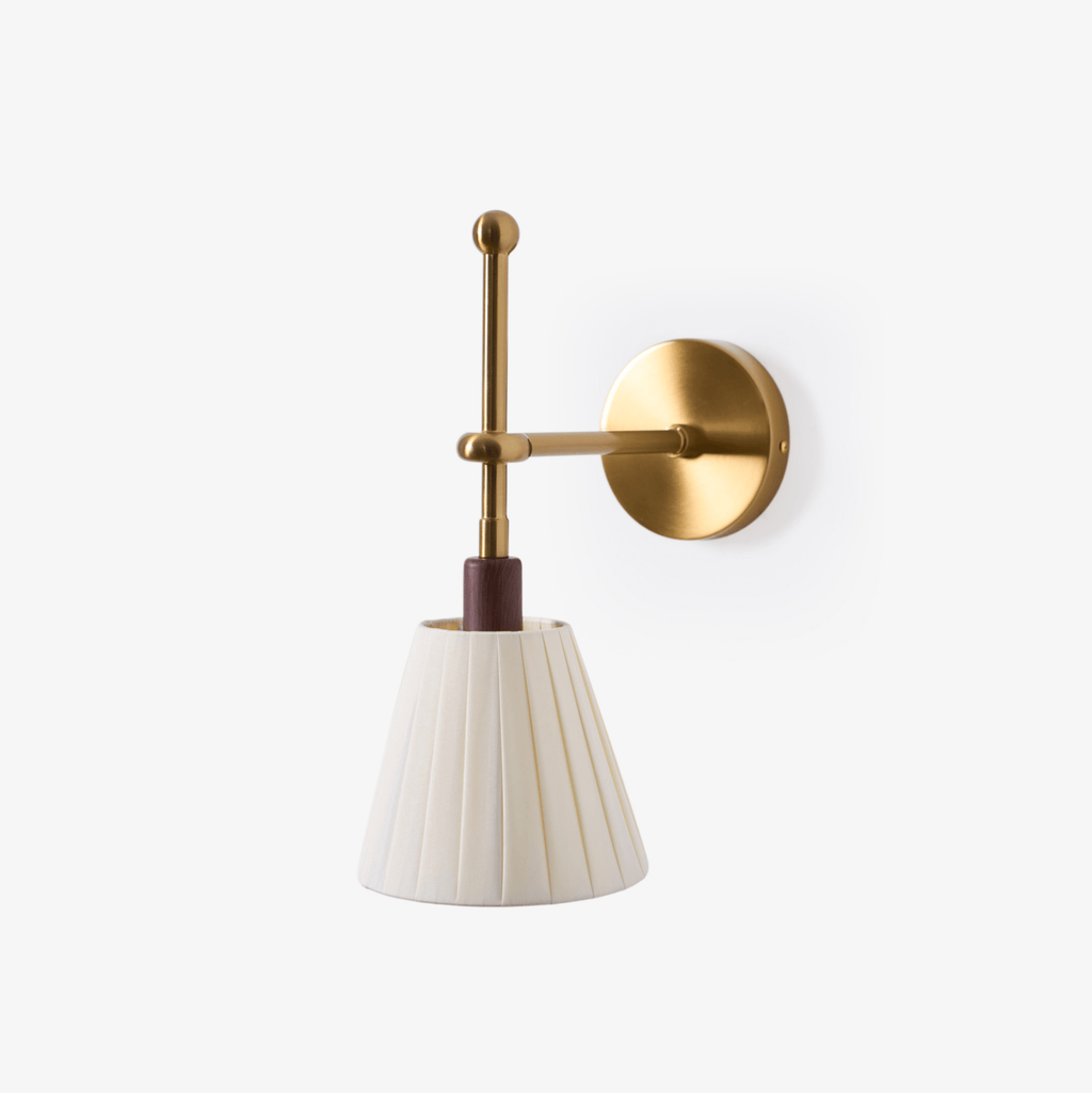 Pleated Fabric Wall Light, Hardwired Wall Sconce, Brass, L 5.9″ x Depth 11.0″ x H 13.8″