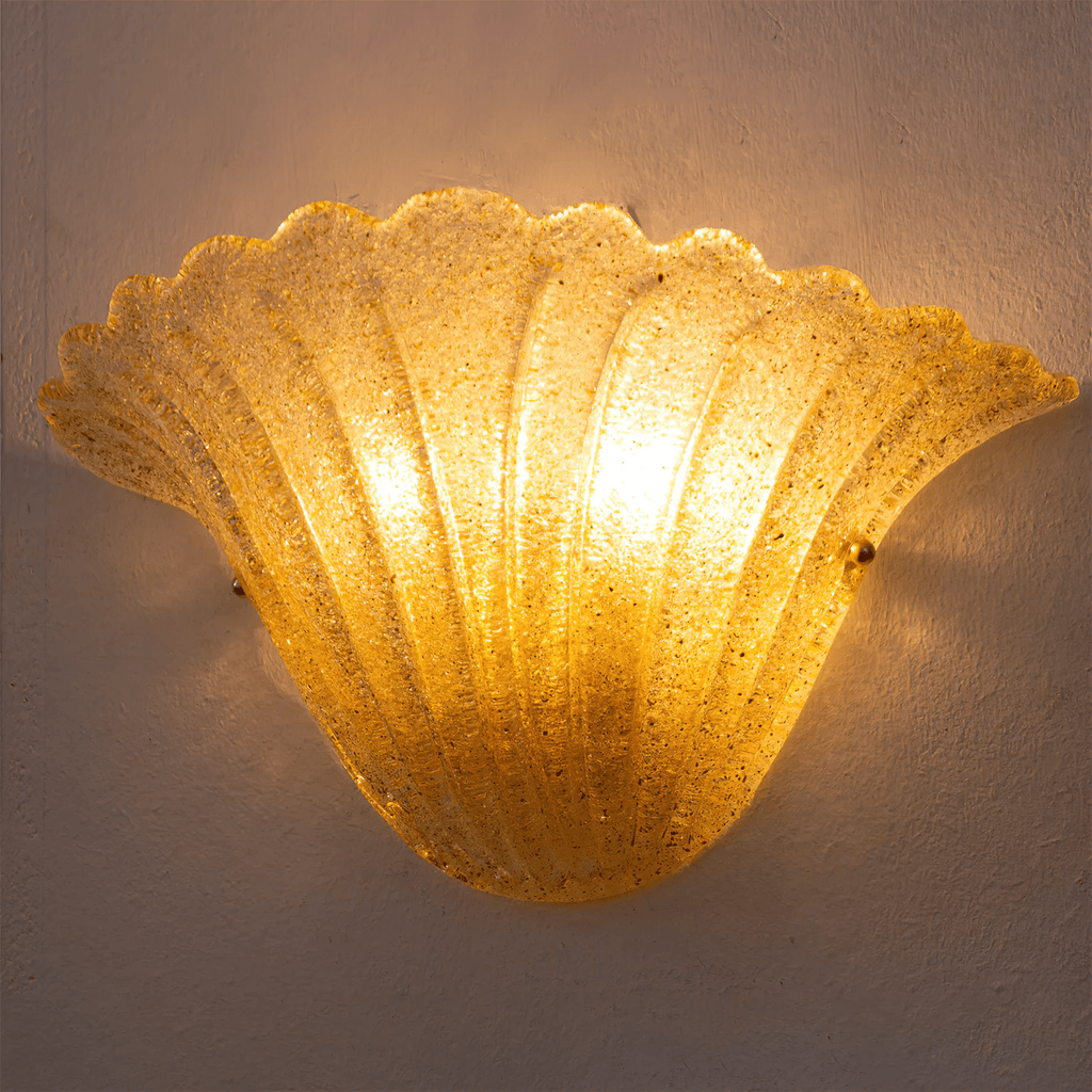 Scallop Edge Glass Wall Light, Hardwired Wall Sconce, detail 7
