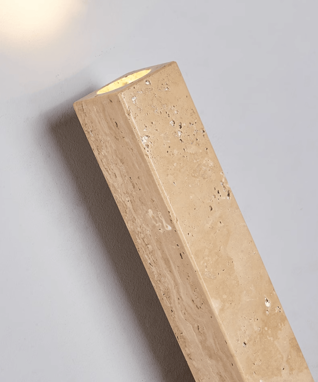 Travertine Column Wall Light, Hardwired Wall Sconce, detail 7