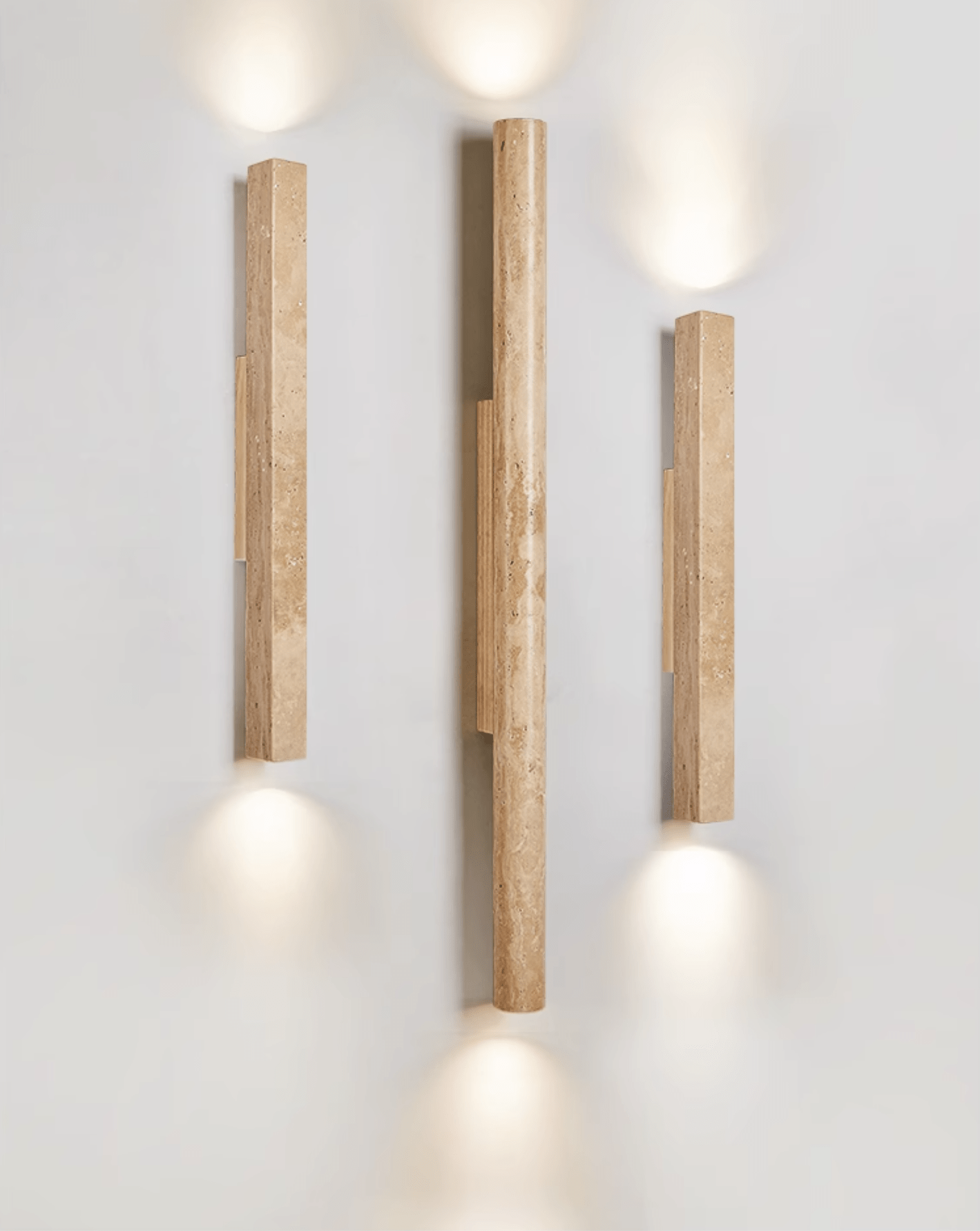 Travertine Column Wall Light, Hardwired Wall Sconce, detail 8