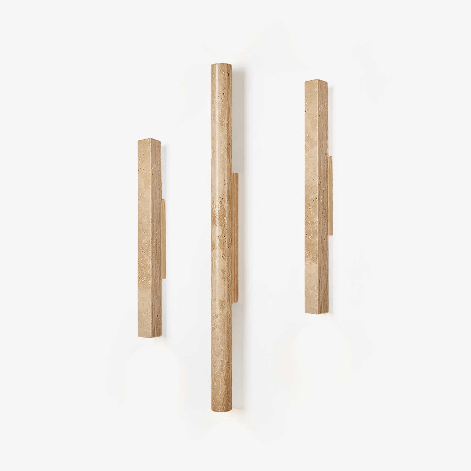 Travertine Column Wall Light, Hardwired Wall Sconce, Yellow Travertine, Dia 6cm x H 60cm