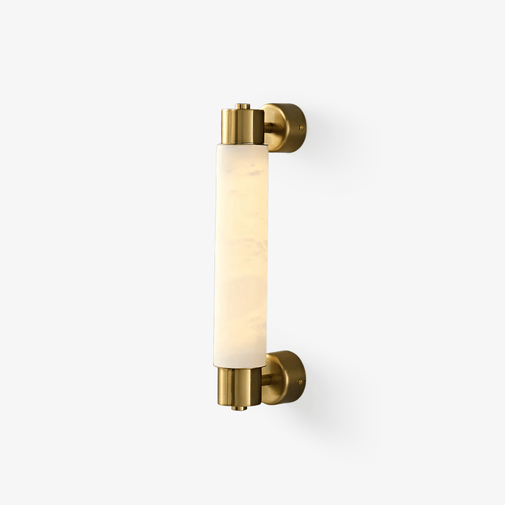 Alatar Alabaster Wall Light, Hardwired Wall Sconce, Metal, Dia 6cm x W 10cm x H 35cm