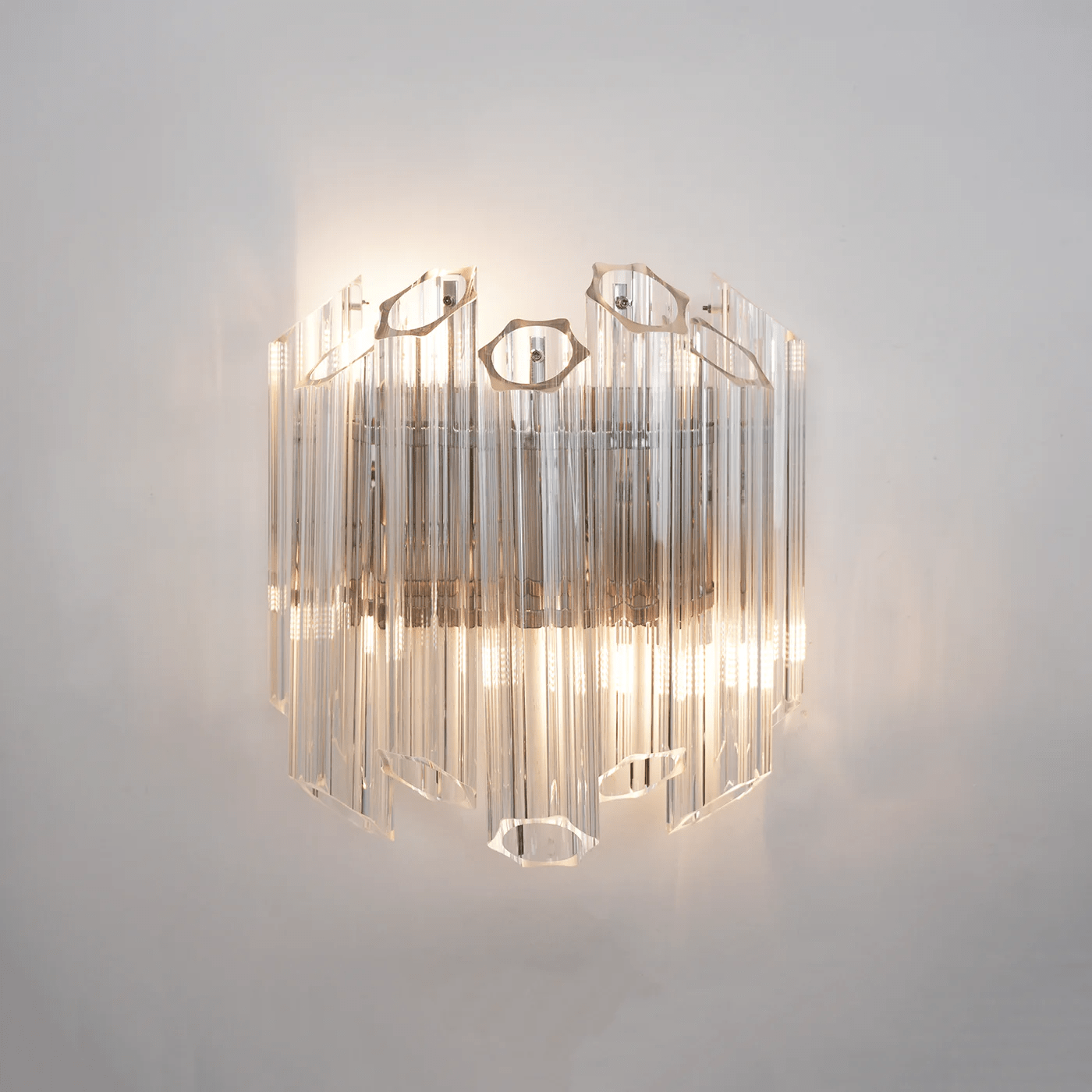 Clear Palermo Murano Wall Light, Hardwired Wall Sconce, Metal, L 31cm x H 32cm x W 17cm