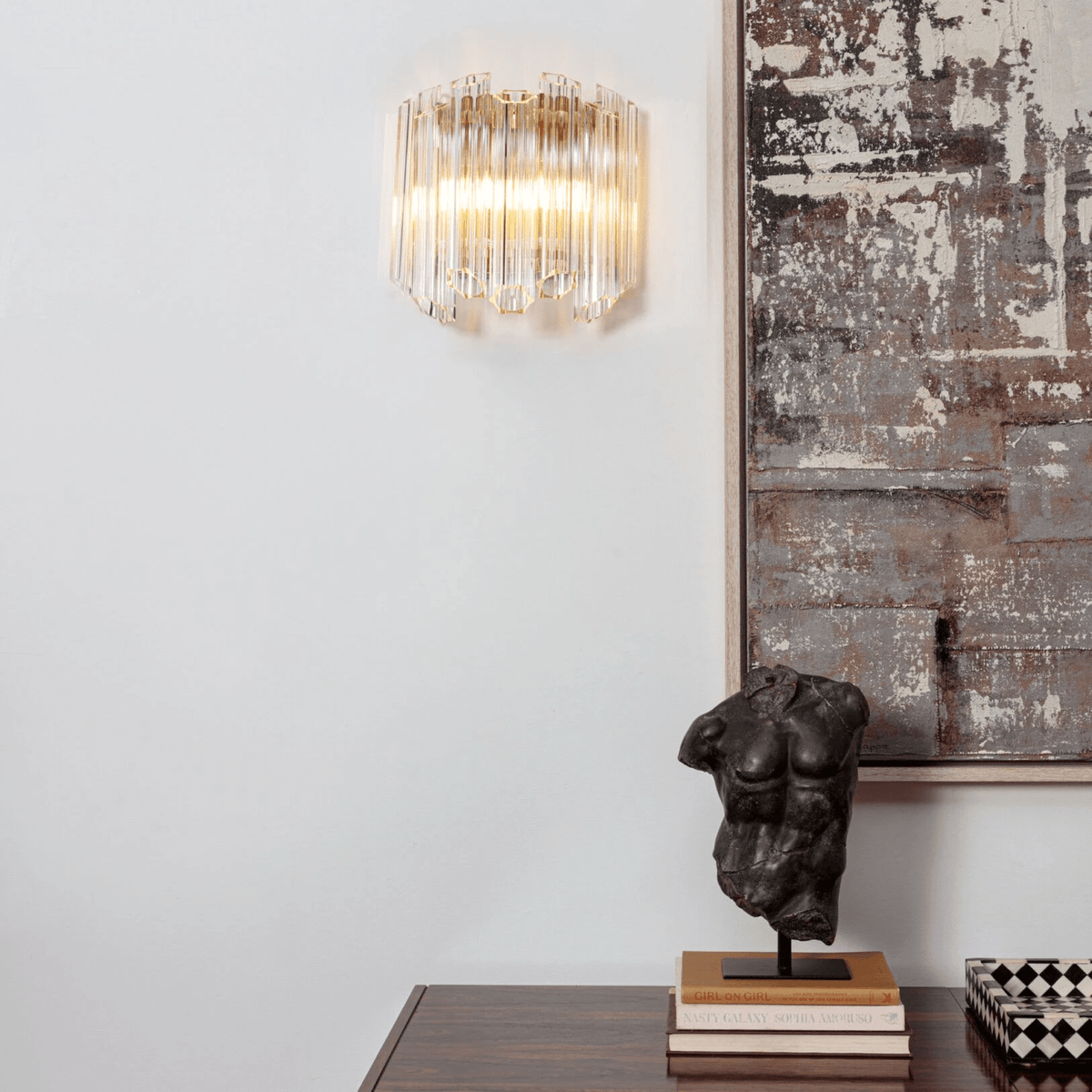 Clear Palermo Murano Wall Light, Hardwired Wall Sconce, detail 13