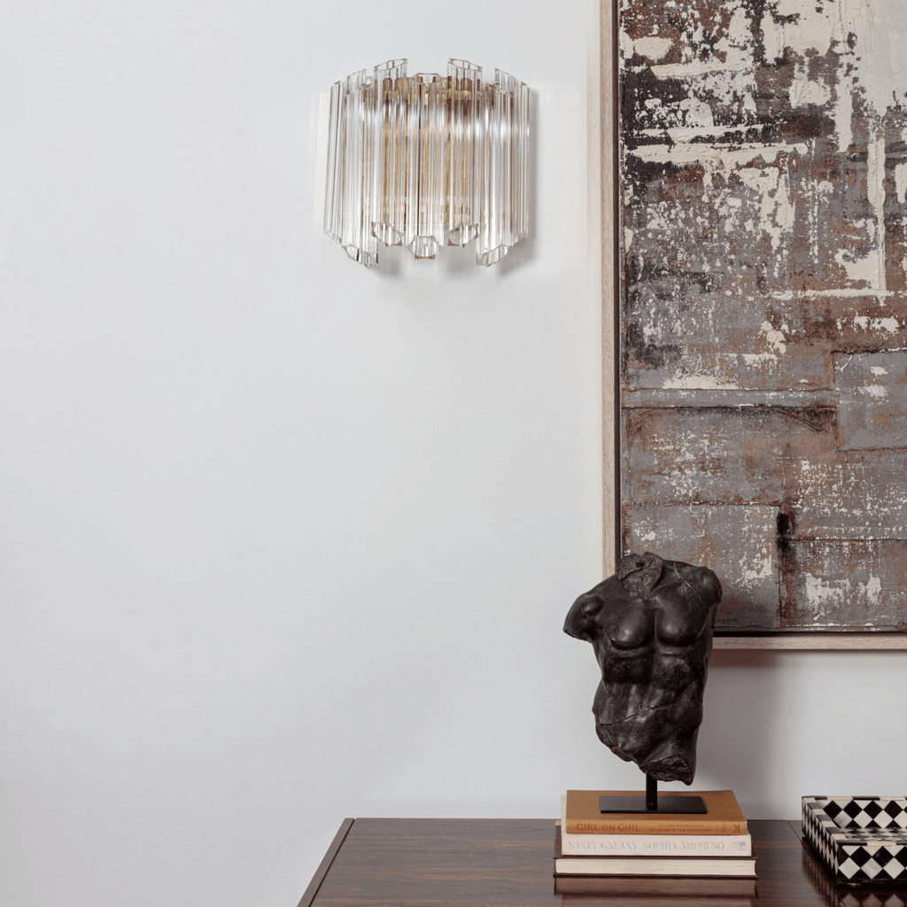 Clear Palermo Murano Wall Light, Hardwired Wall Sconce, detail 14