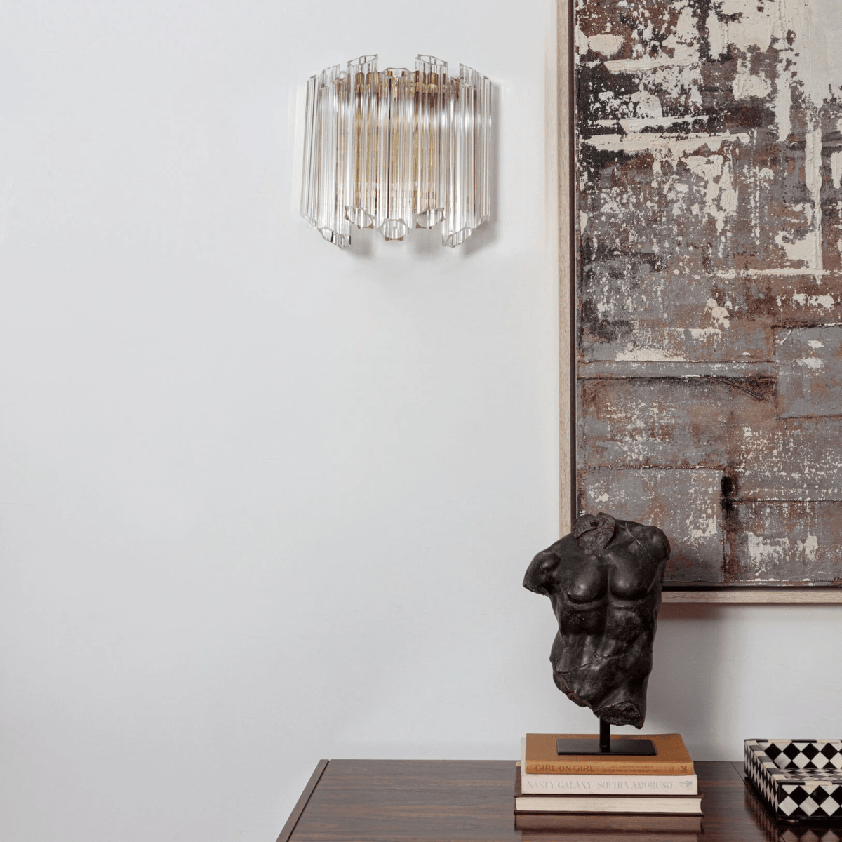 Clear Palermo Murano Wall Light, Hardwired Wall Sconce, detail 14