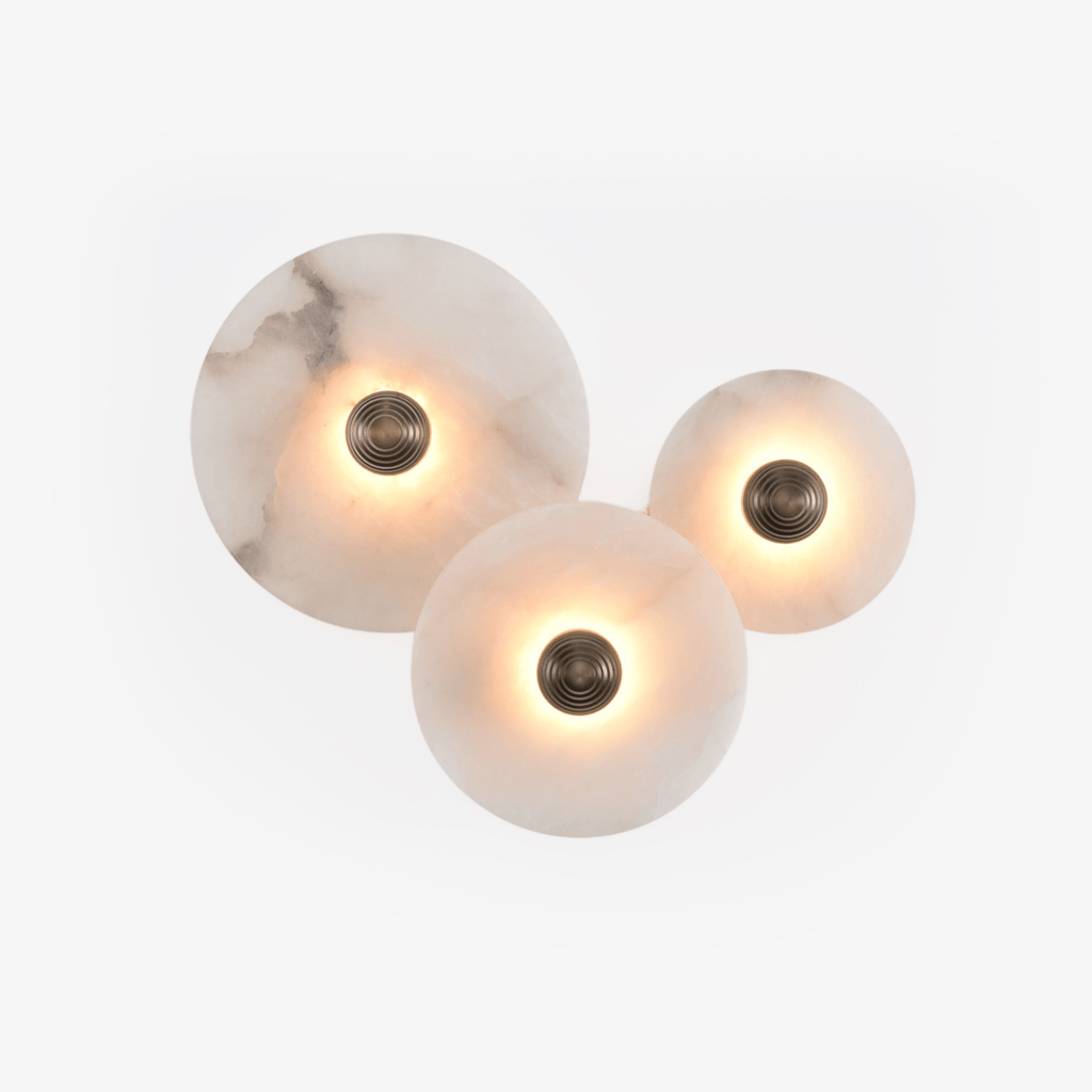 Nayra Alabaster Wall Light, Hardwired Wall Sconce, Metal, Dia 20cm x W 12cm