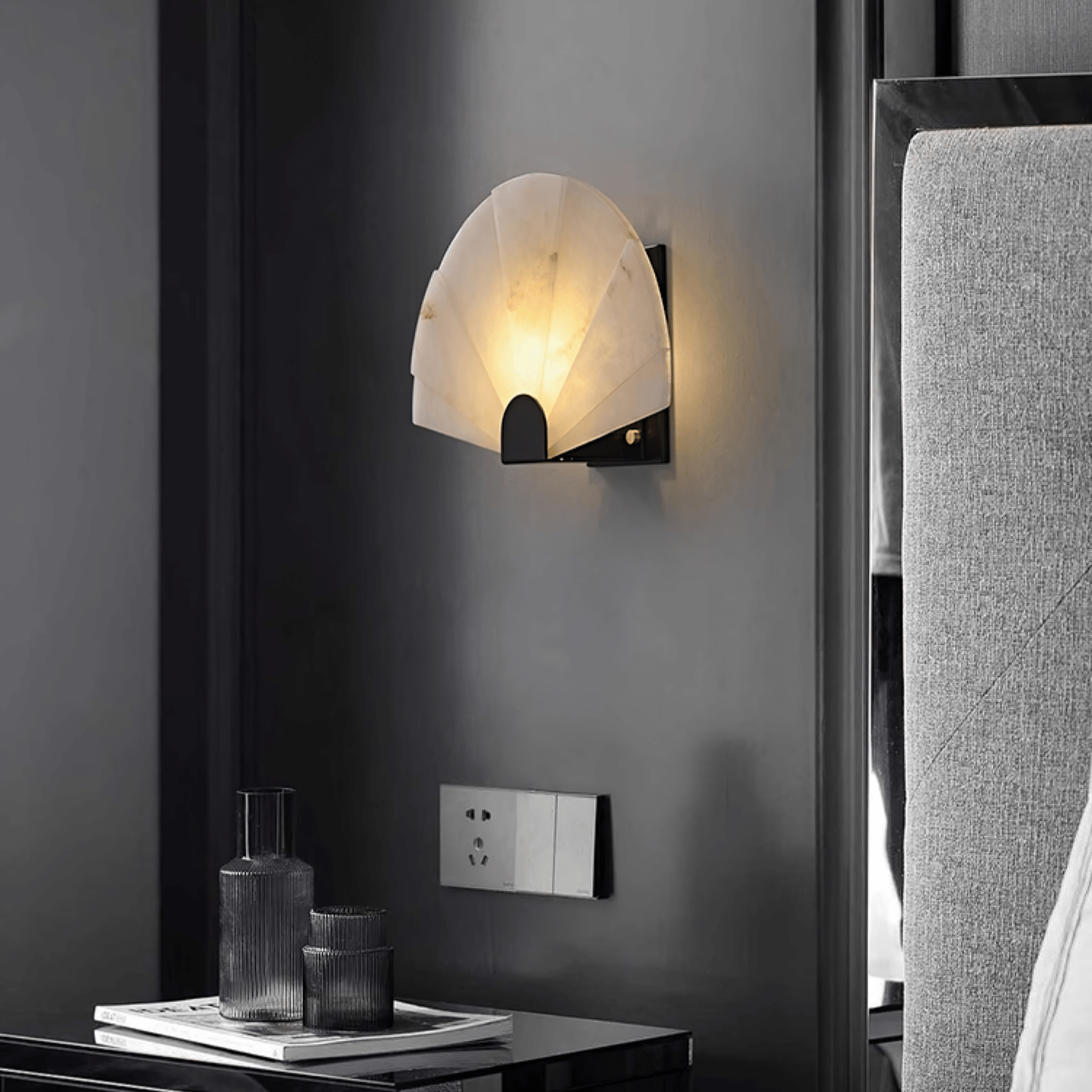 Nevora Alabaster Wall Light, Hardwired Wall Sconce, detail 6