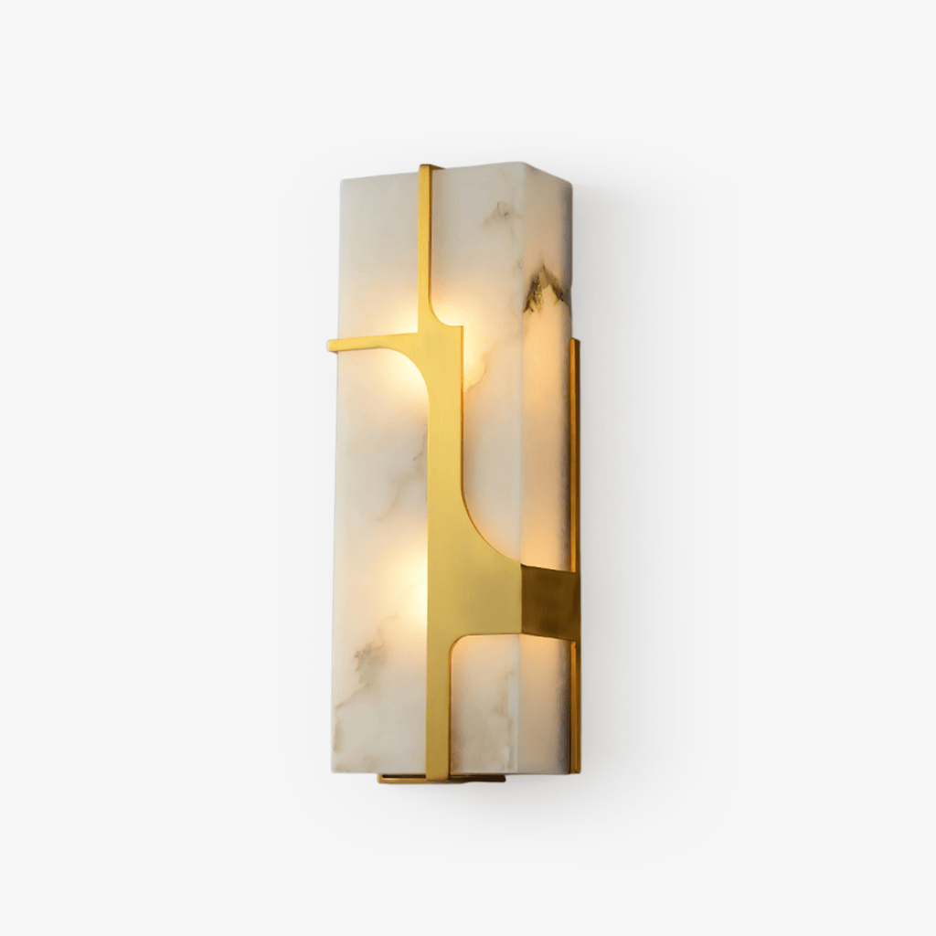 Aurevon Alabaster Wall Light, Hardwired Wall Sconce, Metal, Dia 18cm x H 50cm