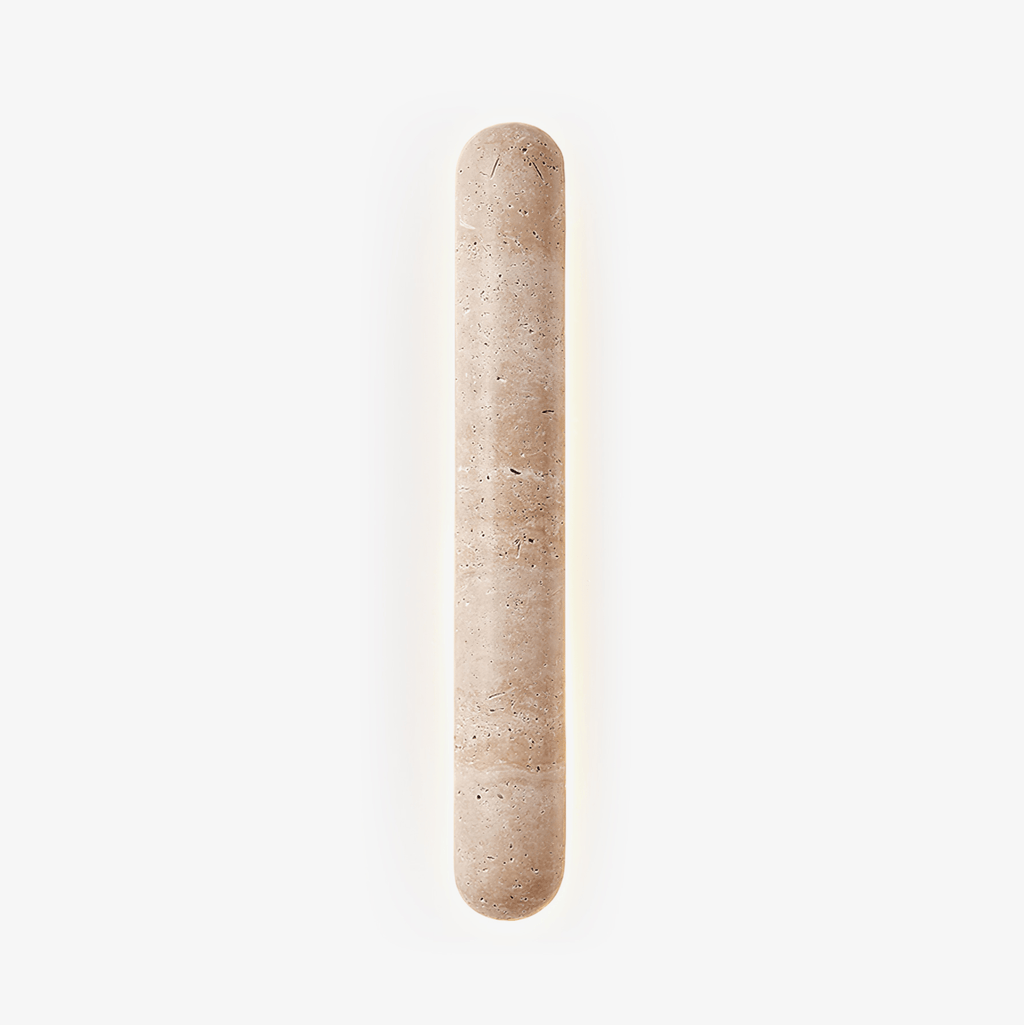 Liora Travertine Wall Light, Hardwired Wall Sconce, Yellow Travertine, Dia 8cm x H 35cm