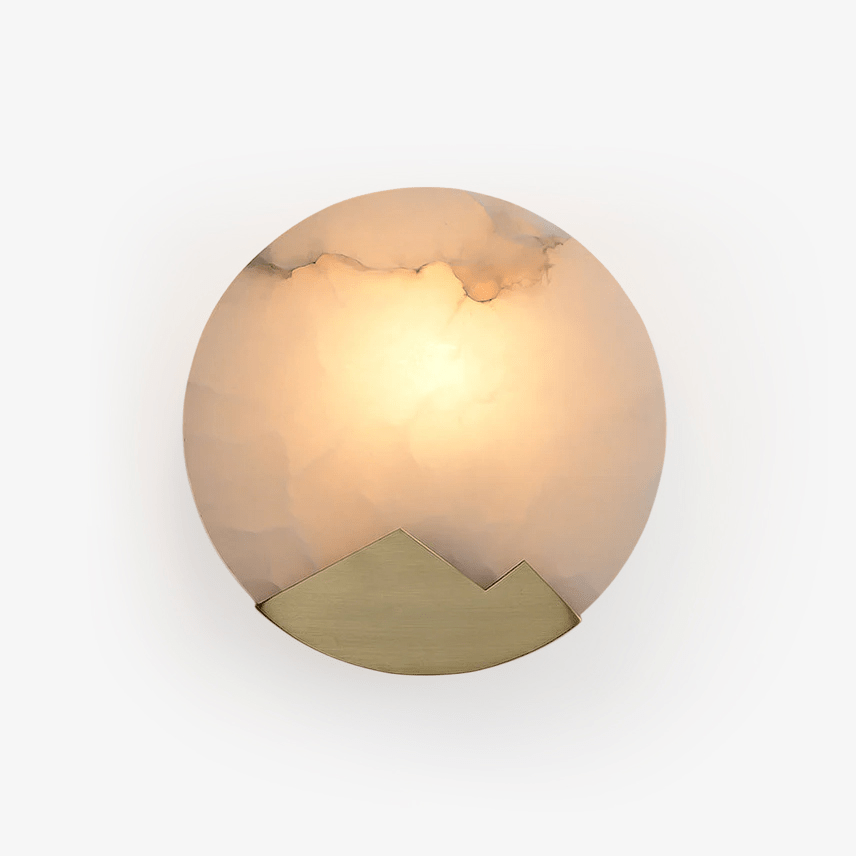 Lasterba Alabaster Wall Light, Hardwired Wall Sconce, Brass, ∅ 7.9″ x H 7.9″