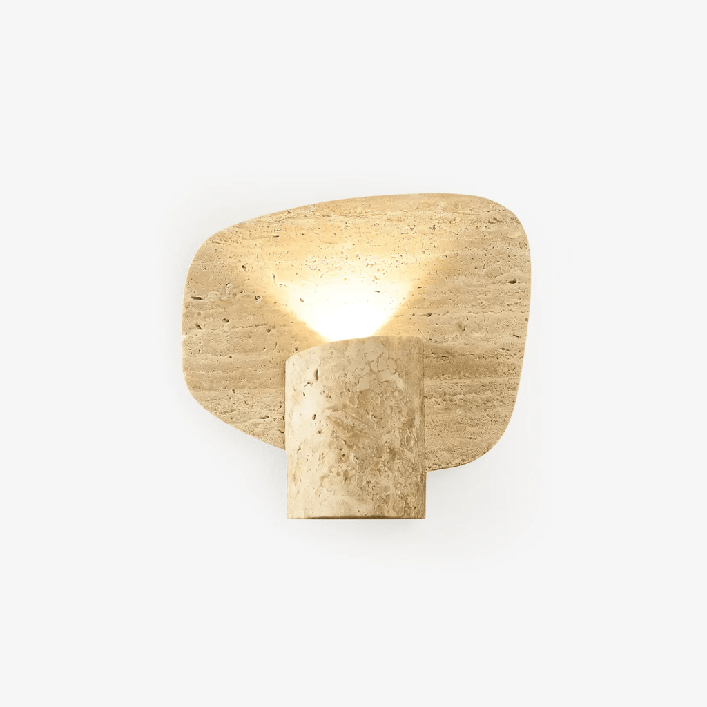 Organic Travertine Cylinder Wall Light, Hardwired Wall Sconce, detail 2