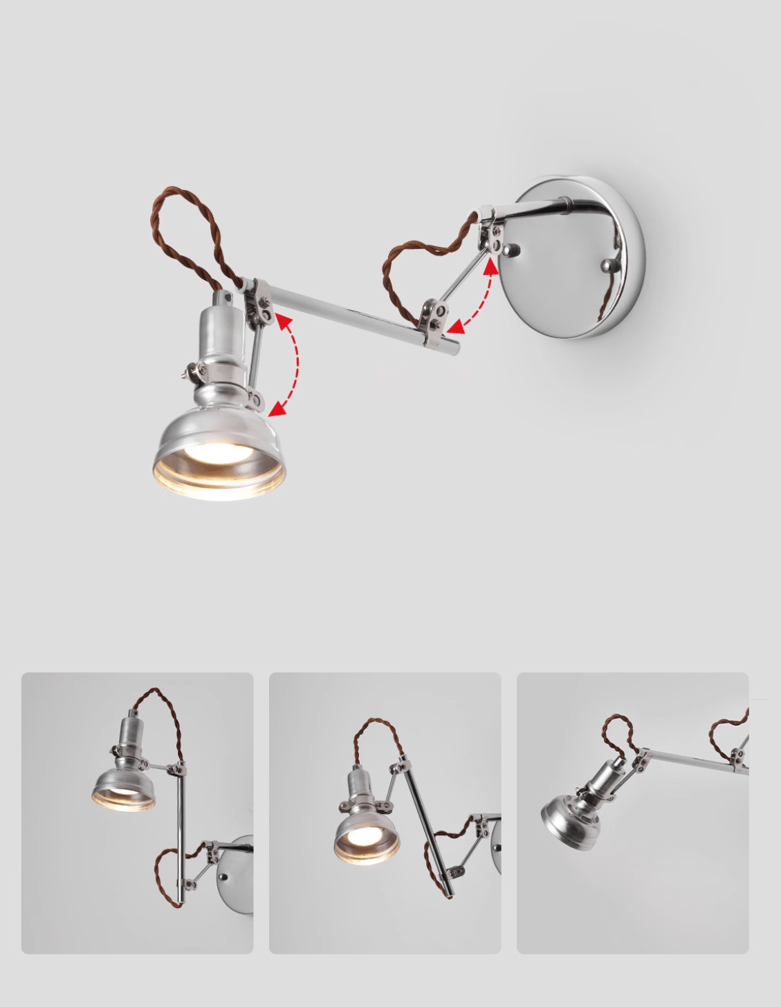 Otto Crane Wall Light, Hardwired Wall Sconce, detail 11