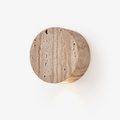 Caelan Travertine Wall Light, Hardwired Wall Sconce, Metal, Dia 10cm x H 10cm
