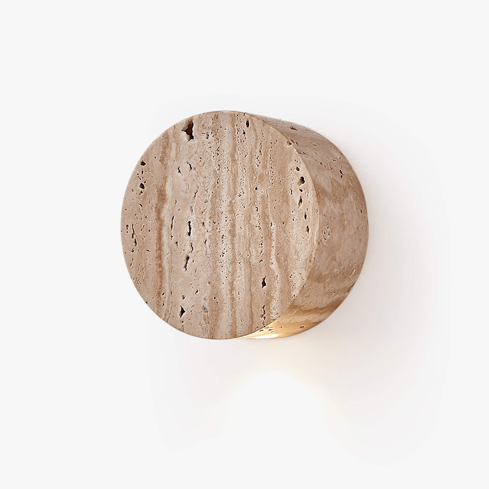 Caelan Travertine Wall Light, Hardwired Wall Sconce, Metal, Dia 10cm x H 10cm