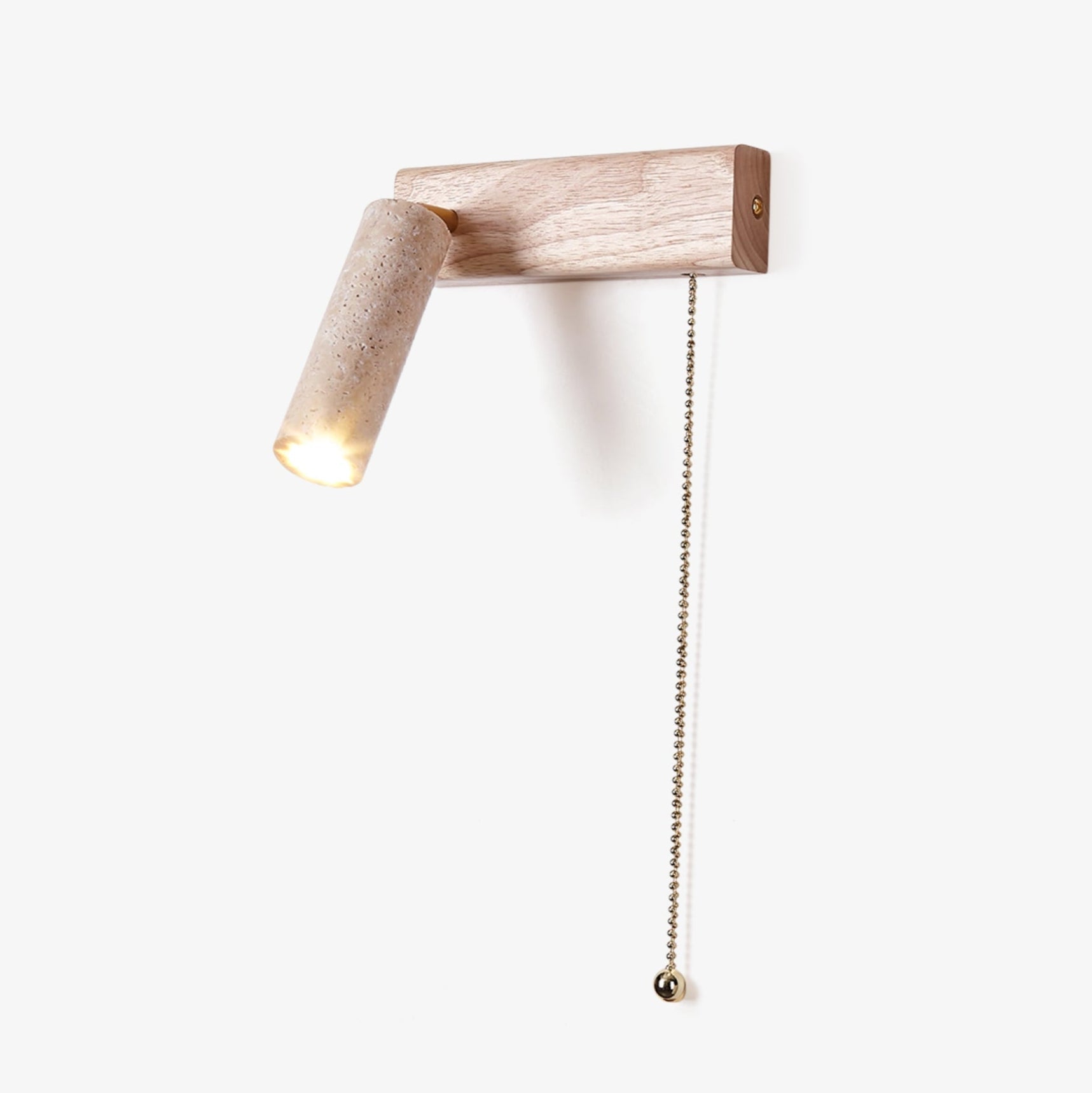 Terra Beam Pull Wall Light, Hardwired Wall Sconce, Yellow Travertine, Dia 4cm x H 12cm