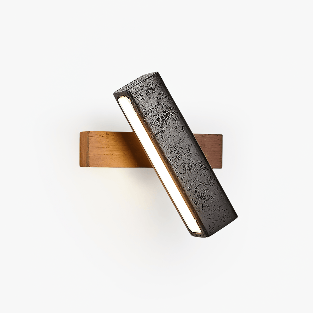 Elias Wall Light, Hardwired Wall Sconce, Black Travertine, W 18cm x L 20cm