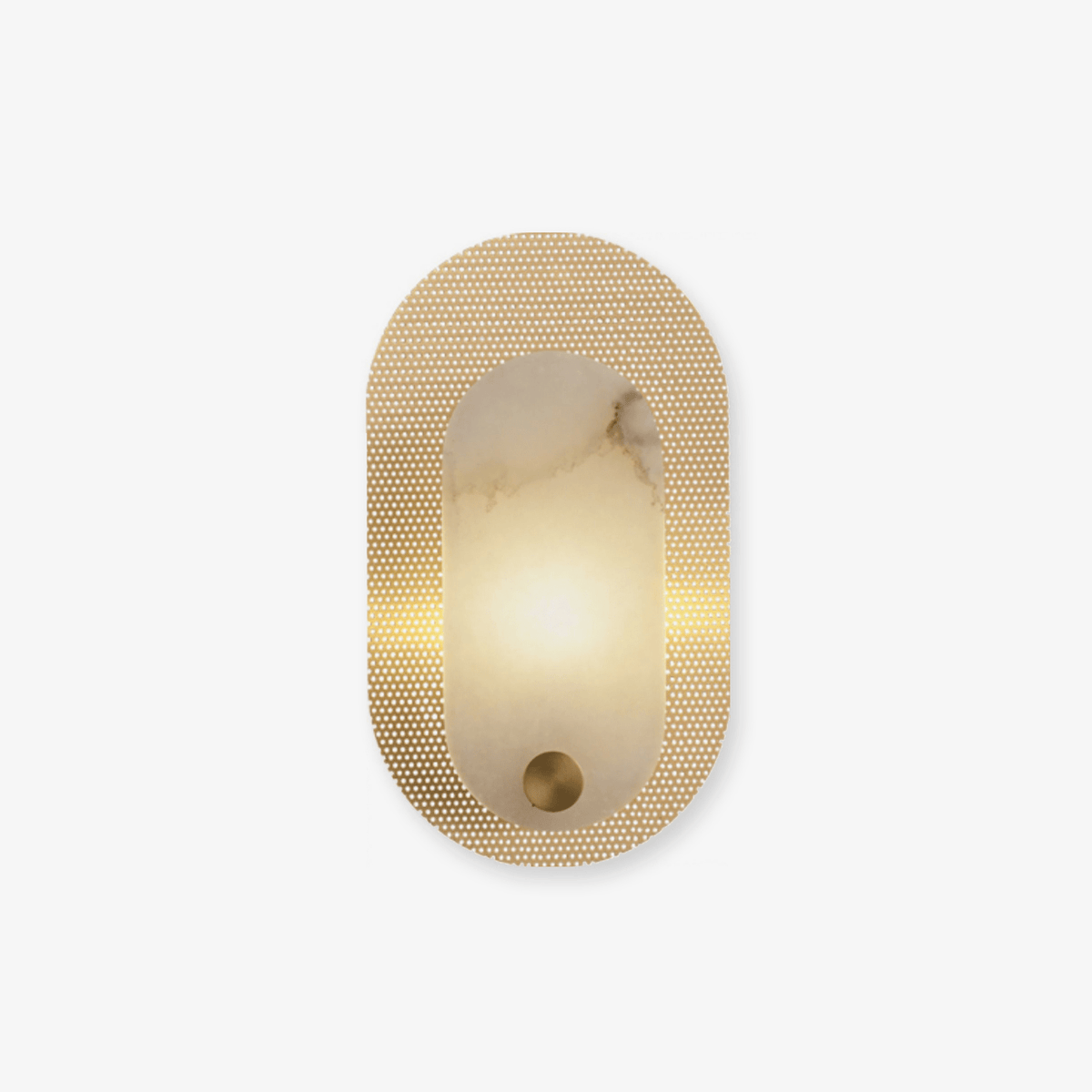 Perforated Oval Alabaster Wall Light - Dia 18cm x H 32.5cm Metal, Hardwired Wall Sconce, detail 2