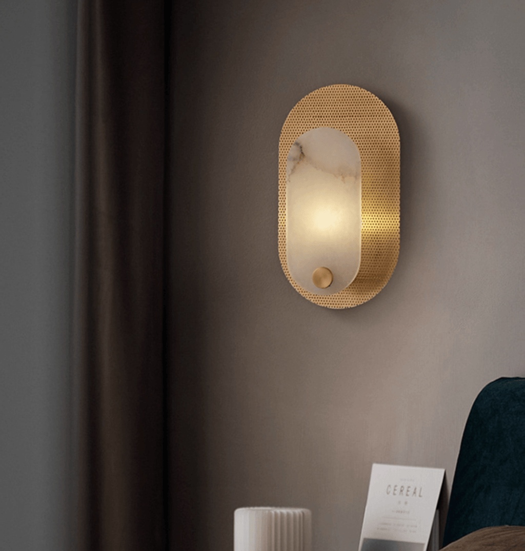 Perforated Oval Alabaster Wall Light - Wall Lamp, Hardwired Wall Sconce, detail 11