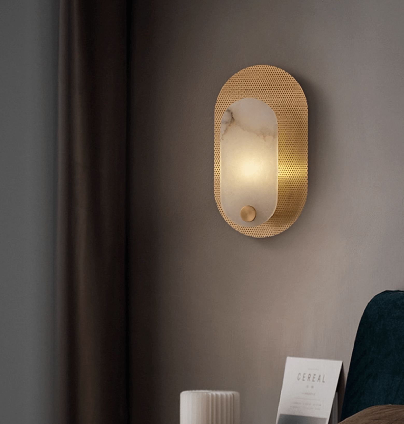 Perforated Oval Alabaster Wall Light - Wall Lamp, Hardwired Wall Sconce, detail 11