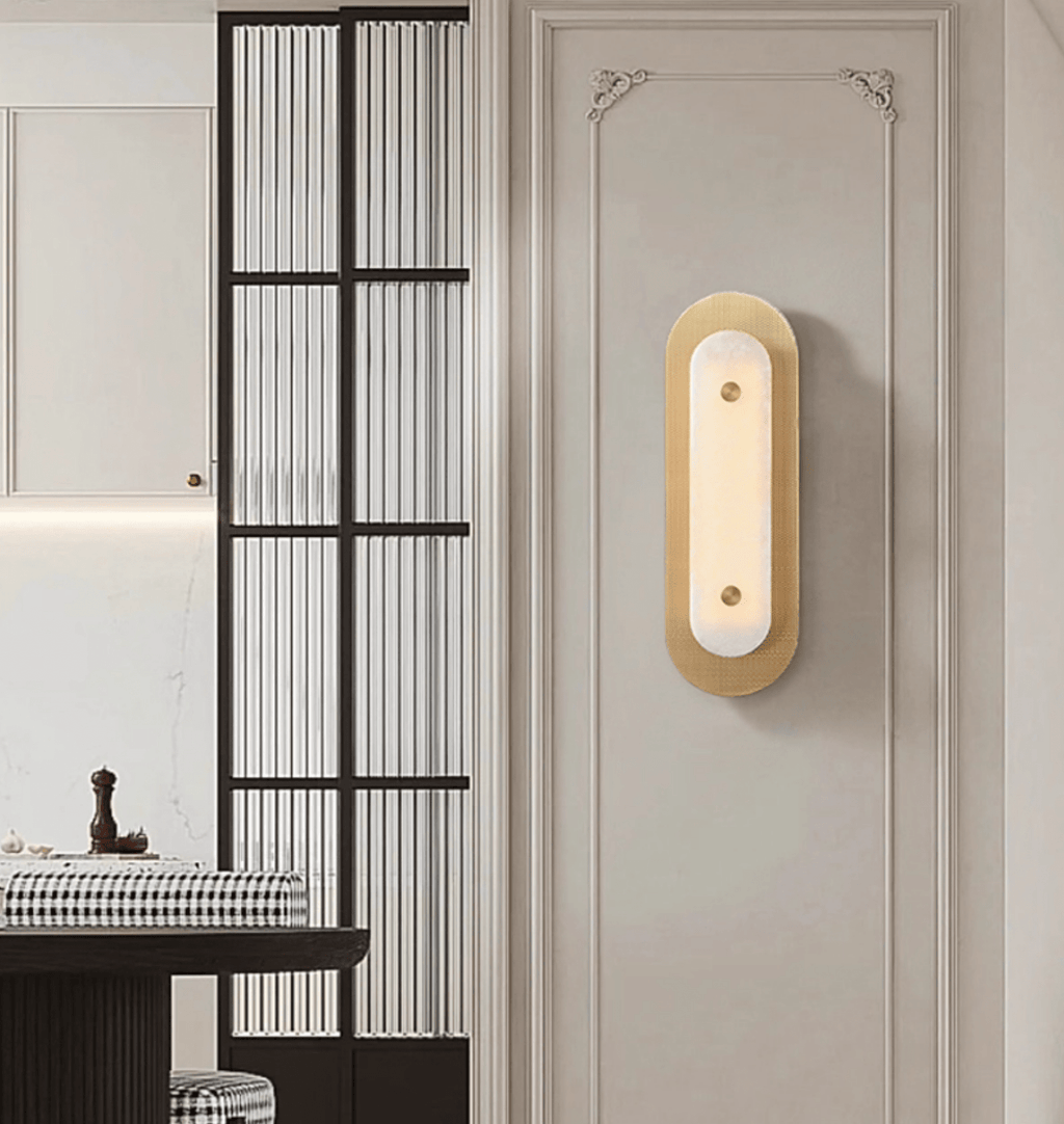 Aurelia Perforated Alabaster Wall Light - Dia 20cm x H 60cm Metal, Hardwired Wall Sconce, detail 15