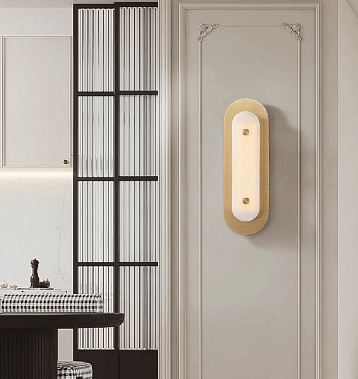 Aurelia Perforated Alabaster Wall Light - Dia 20cm x H 60cm Metal, Hardwired Wall Sconce, detail 15