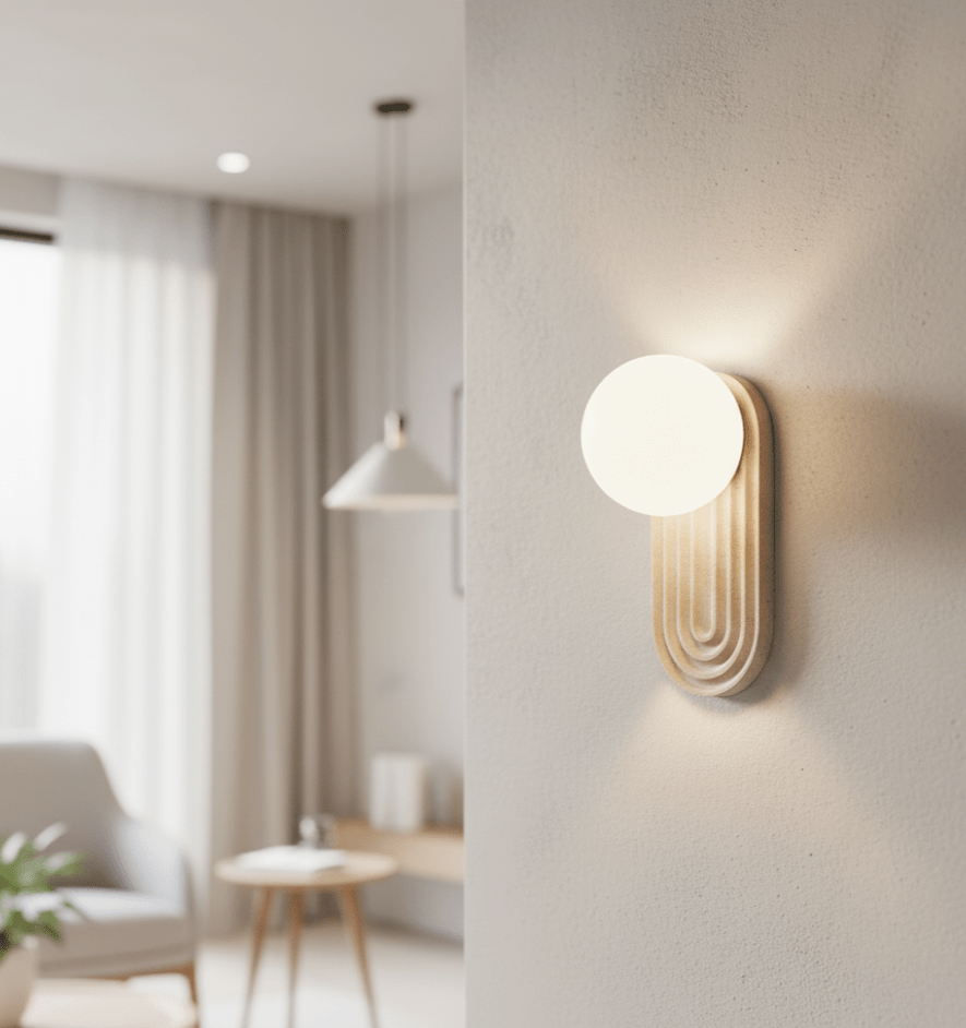 Arco Travertine Wall Light, Hardwired Wall Sconce, detail 2