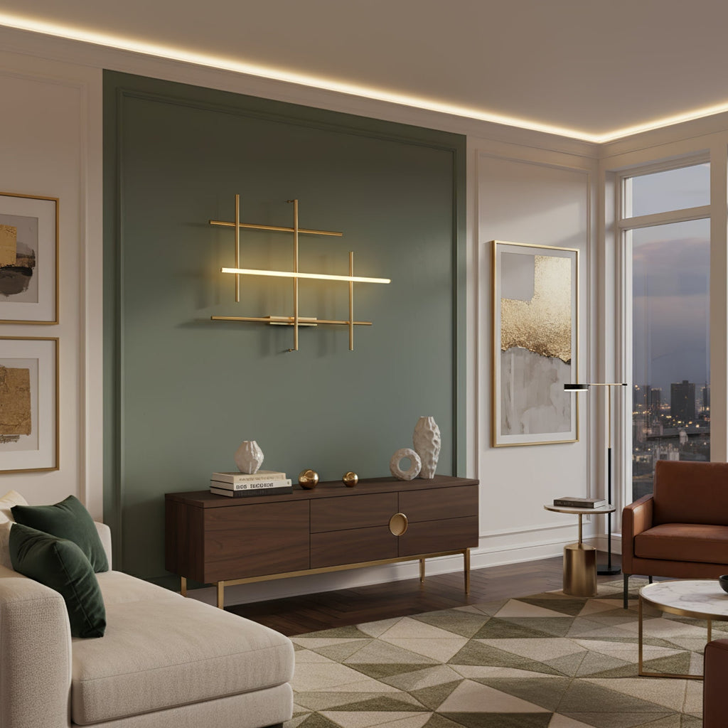 Geometric Linear Wall Light, Hardwired Wall Sconce, detail 5