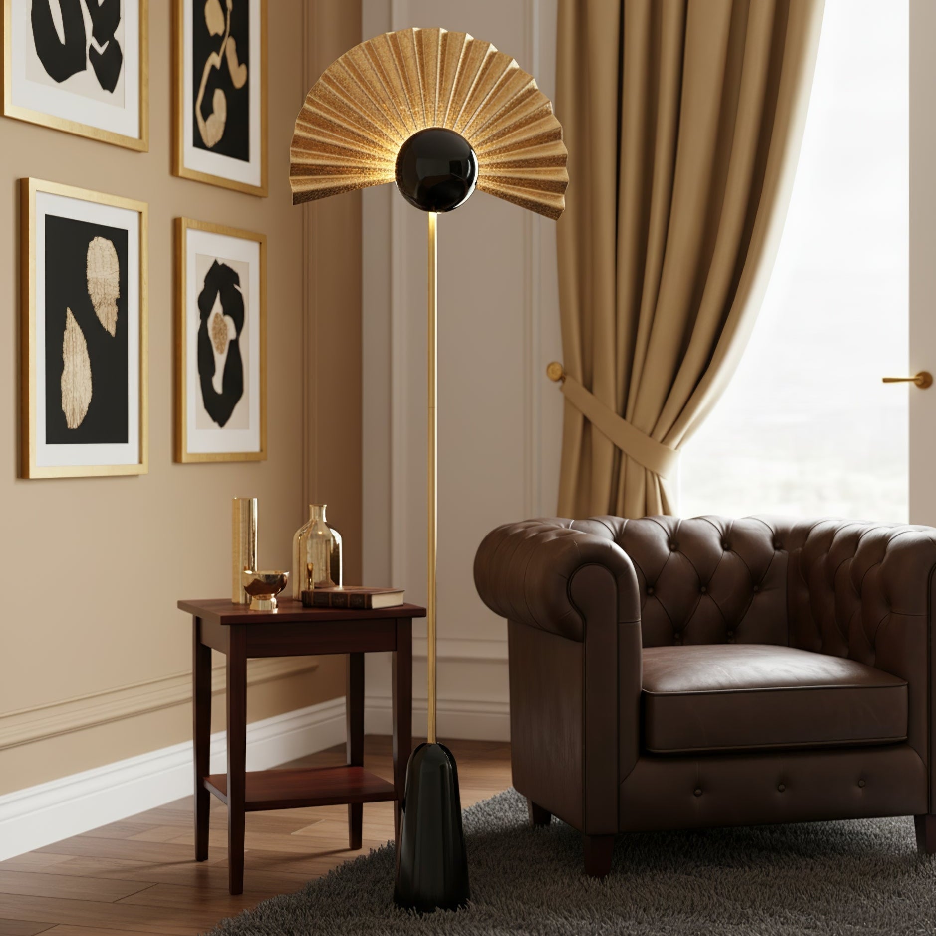 Gilded Fan Floor Light, Floor Lamp, detail 4