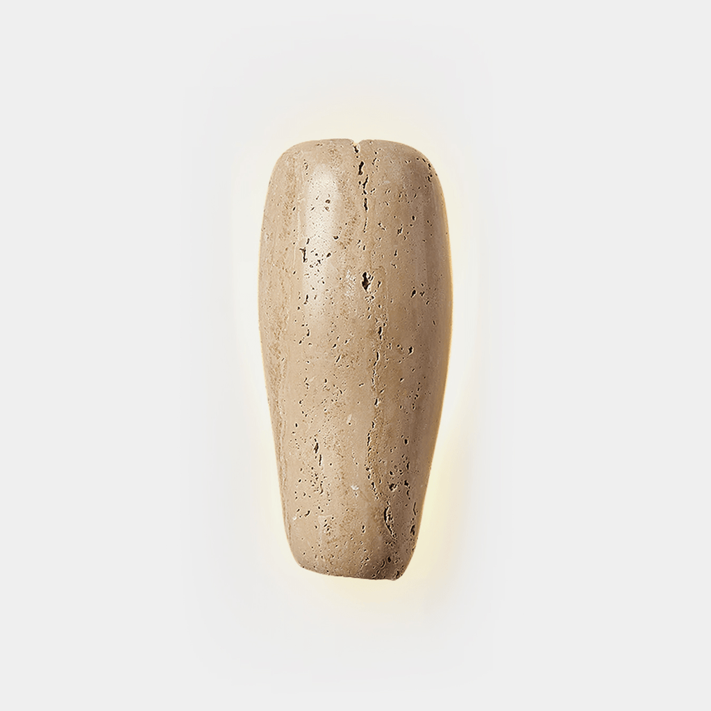 Earthy Stone Wall Light, Hardwired Wall Sconce, Metal, Dia 13cm x H 18cm