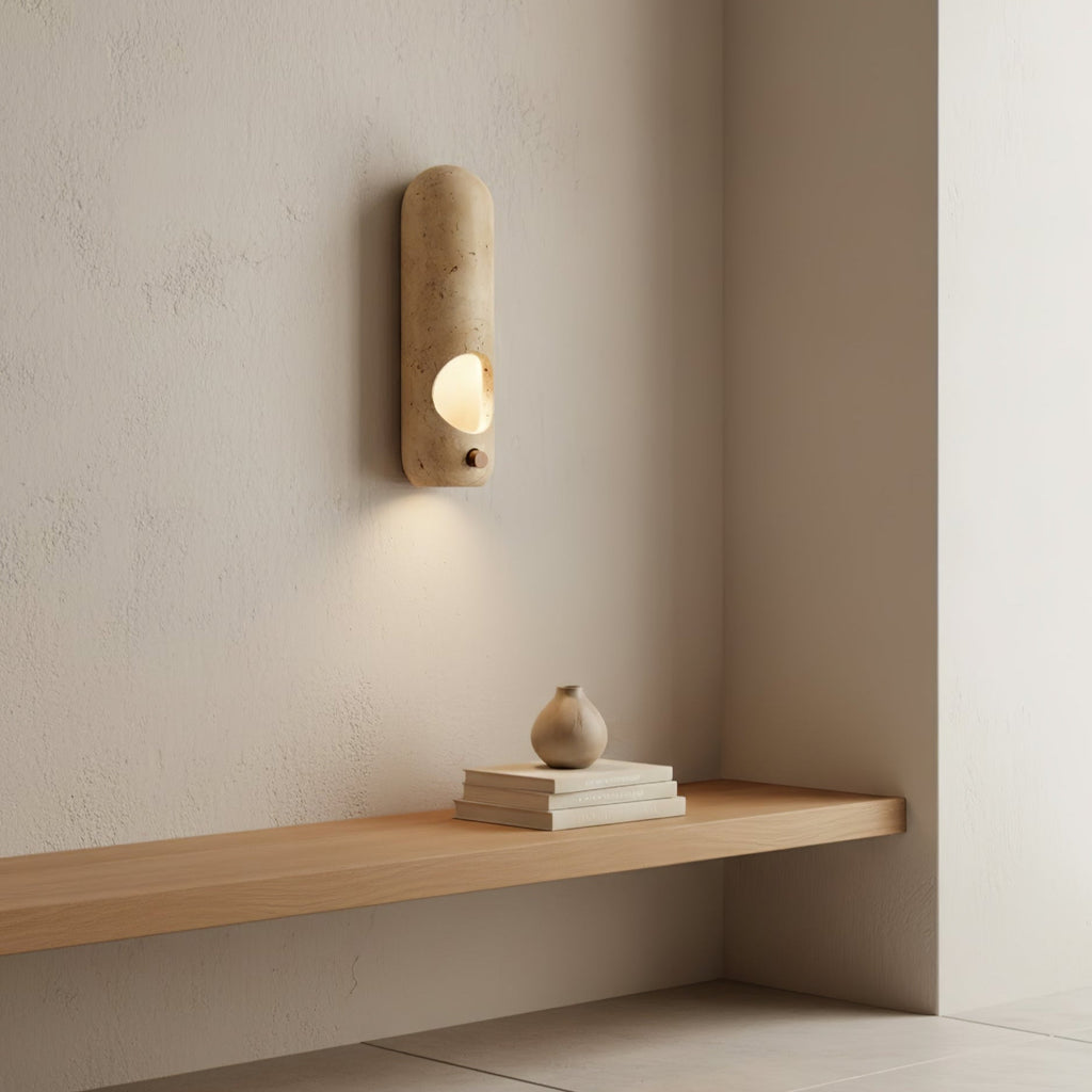 Travertine Oval Wall Light - Wall Lamp, Hardwired Wall Sconce, detail 6