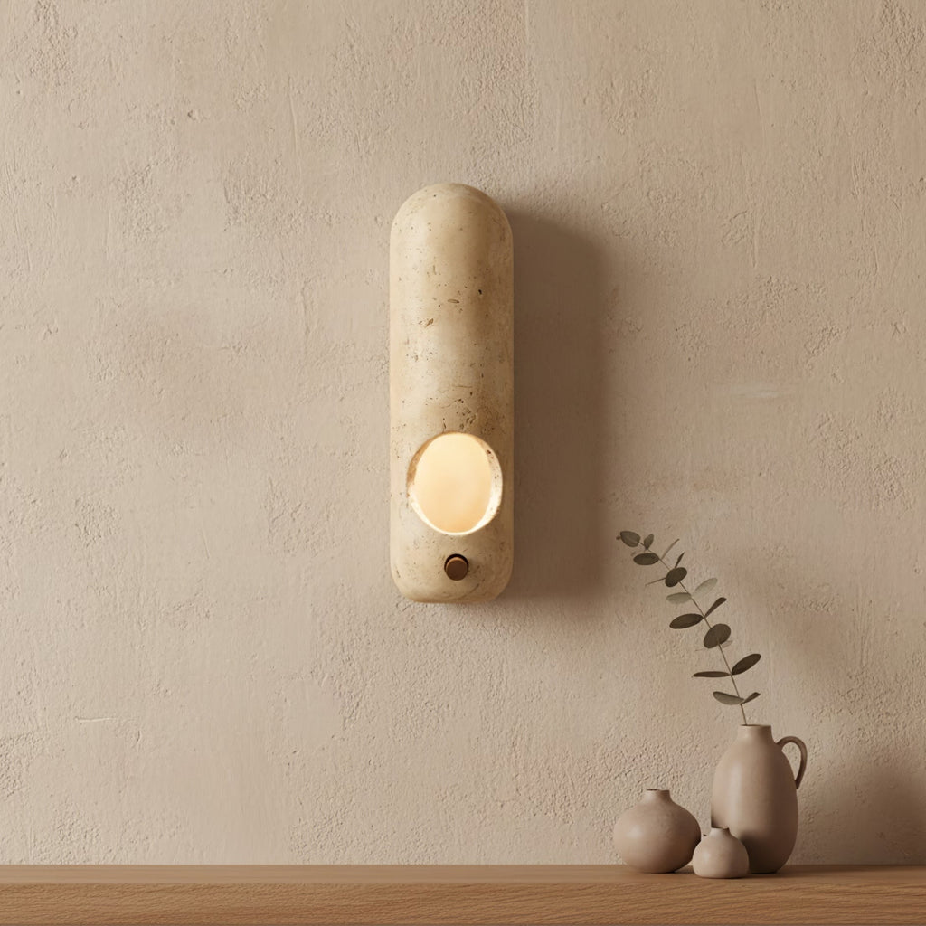 Travertine Oval Wall Light - Wall Lamp, Hardwired Wall Sconce, detail 2