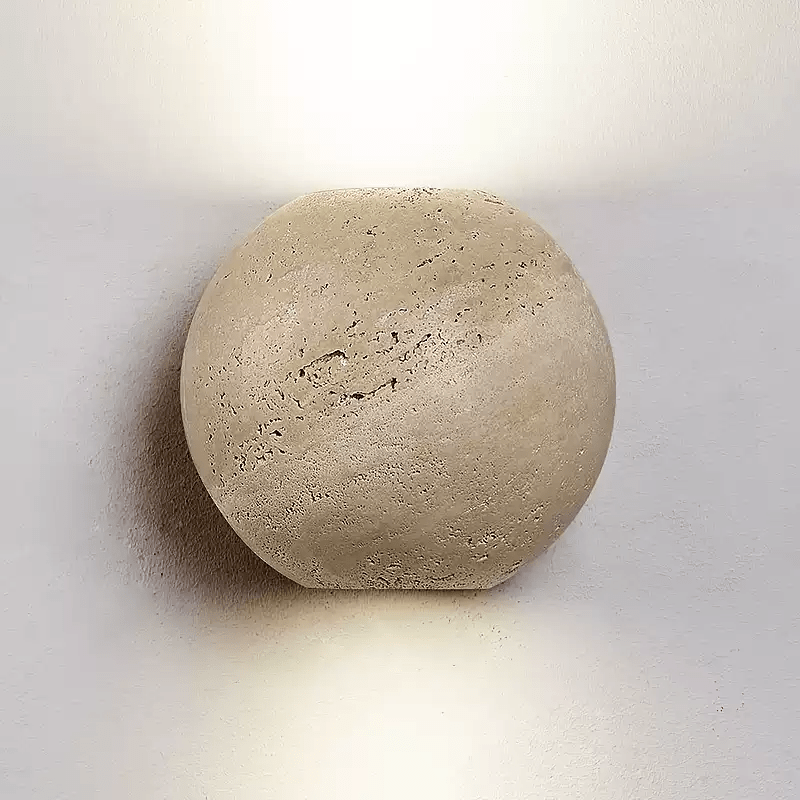 Travertine Globe Wall Light, Hardwired Wall Sconce, detail 8