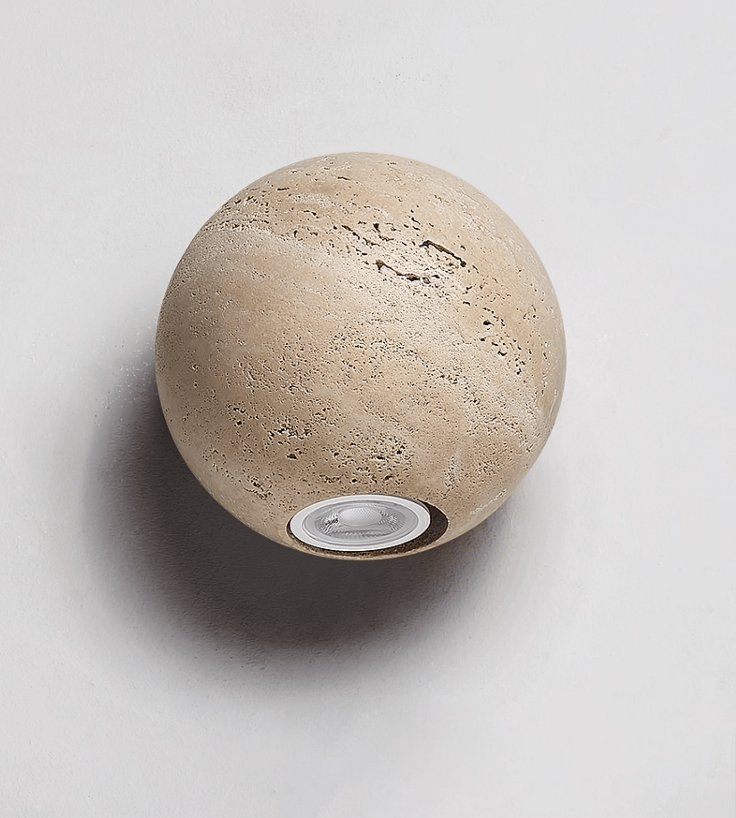 Travertine Globe Wall Light, Hardwired Wall Sconce, detail 13